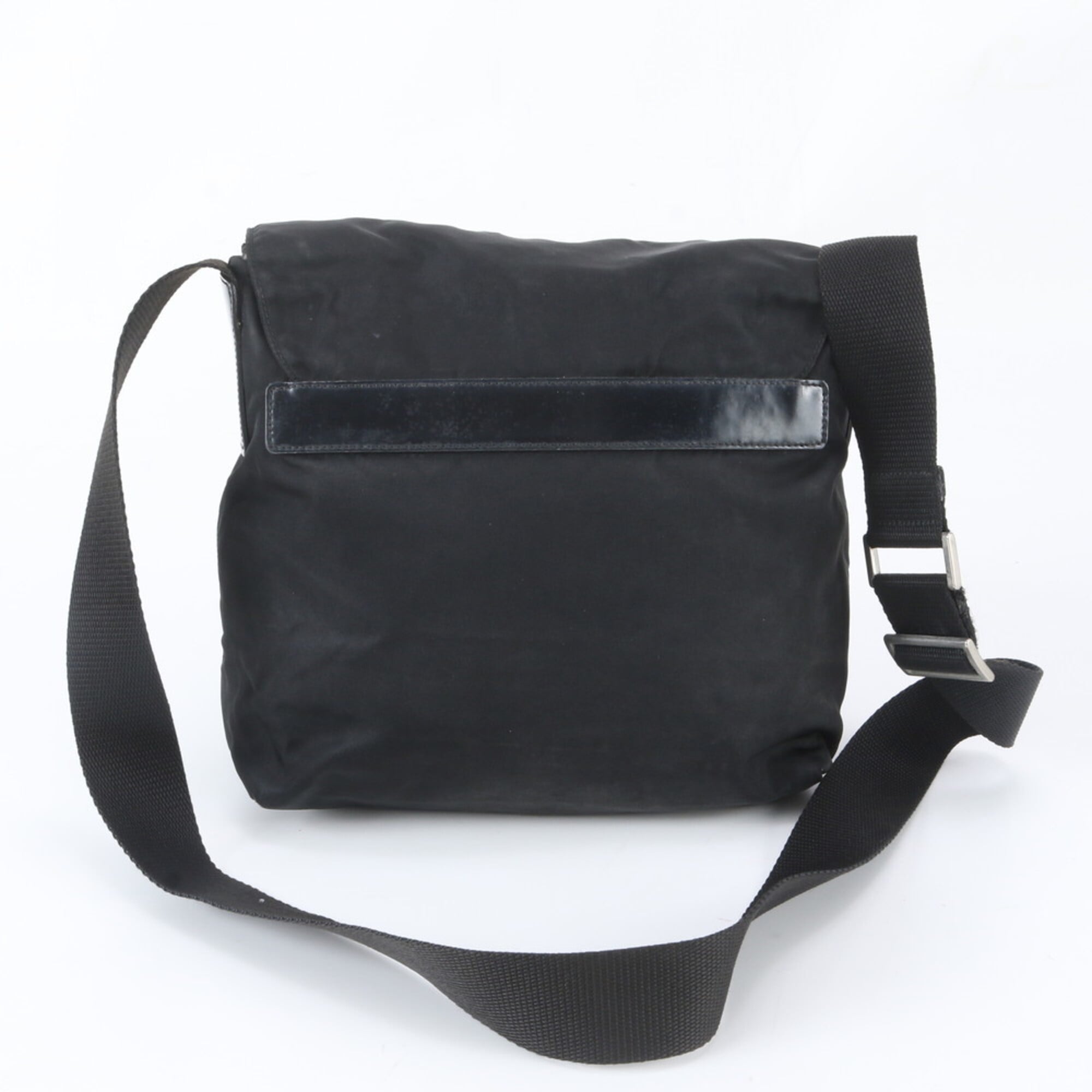Prada Black Nylon Leather Messenger Bag Shoulder Bag (Pre-Owned)
