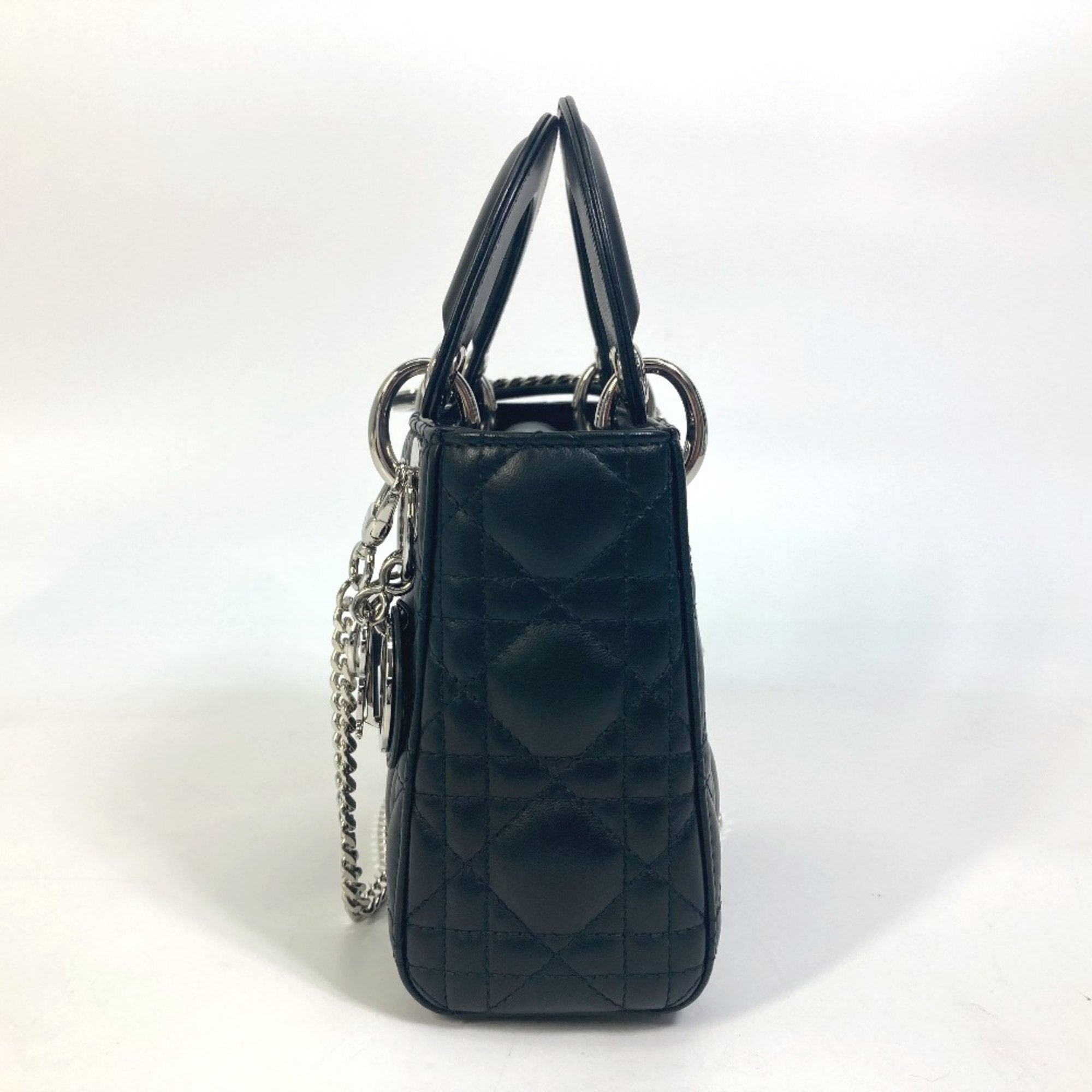 Christian Dior Lady Dior Black Leather Shoulder Bag (Pre-Owned)