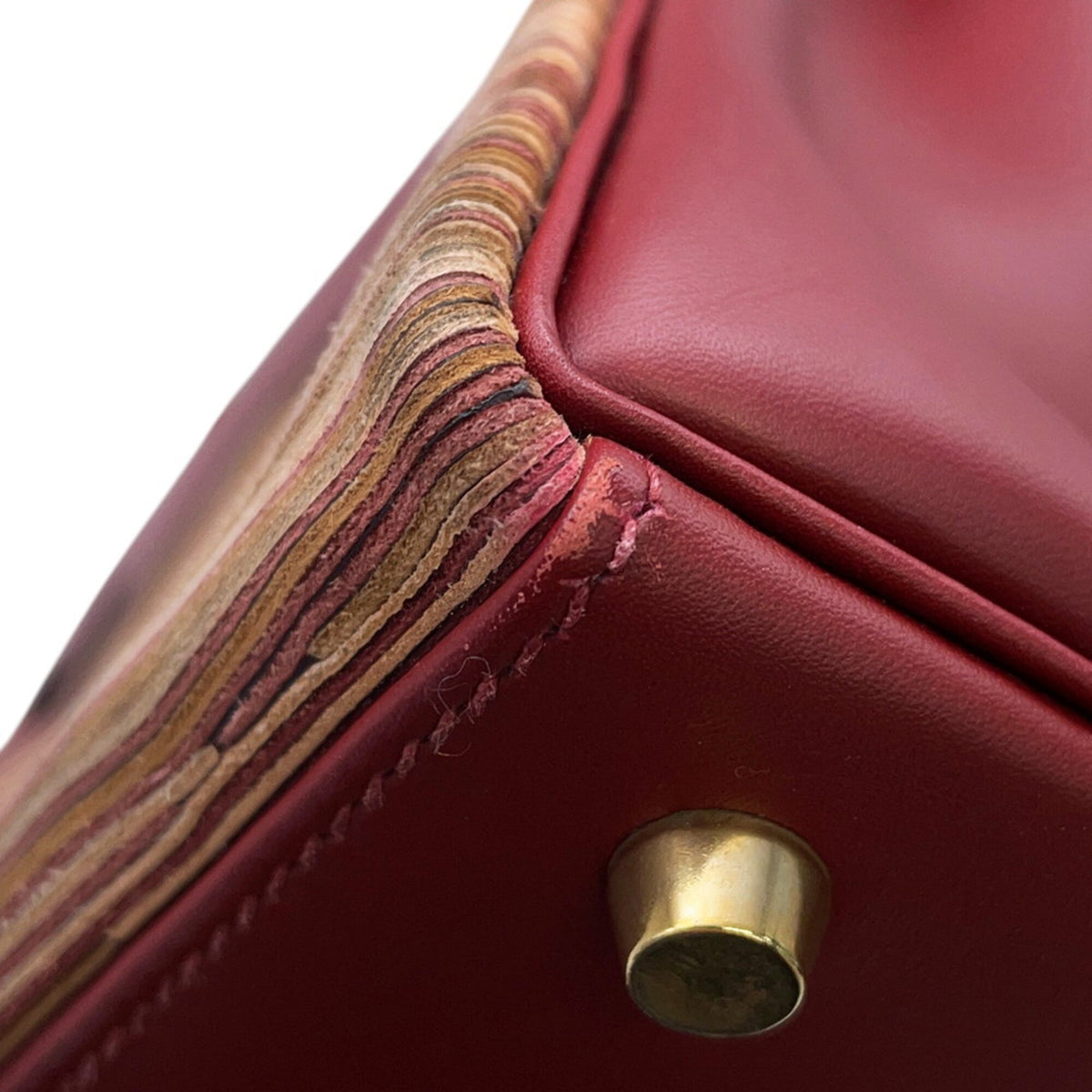 Hermes Multi-Color Rouge Vif Box Calf Leather Leather Handbag (Pre-Owned)