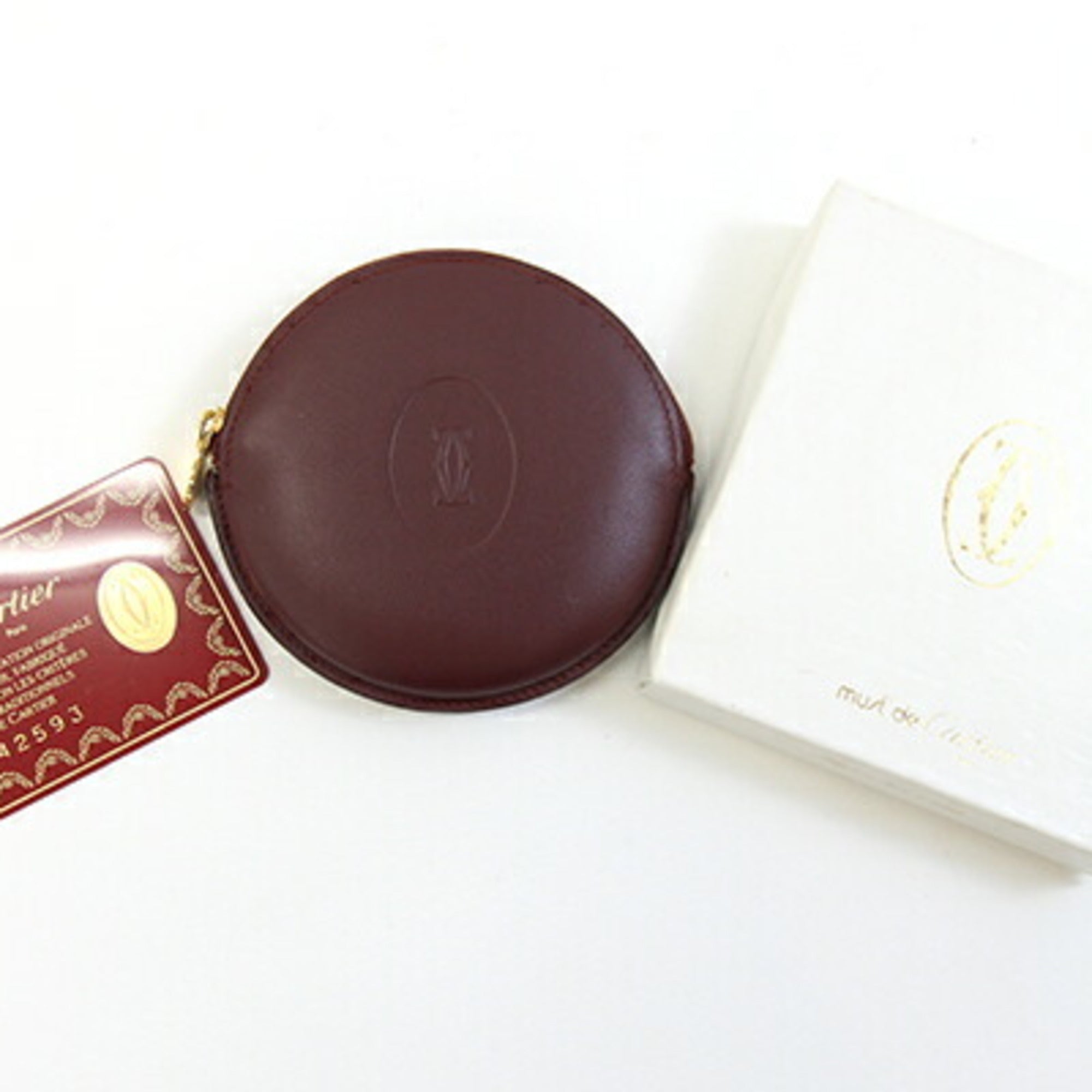 Cartier Must Bordeaux Leather Coin Purse/Coin Case (Pre-Owned)