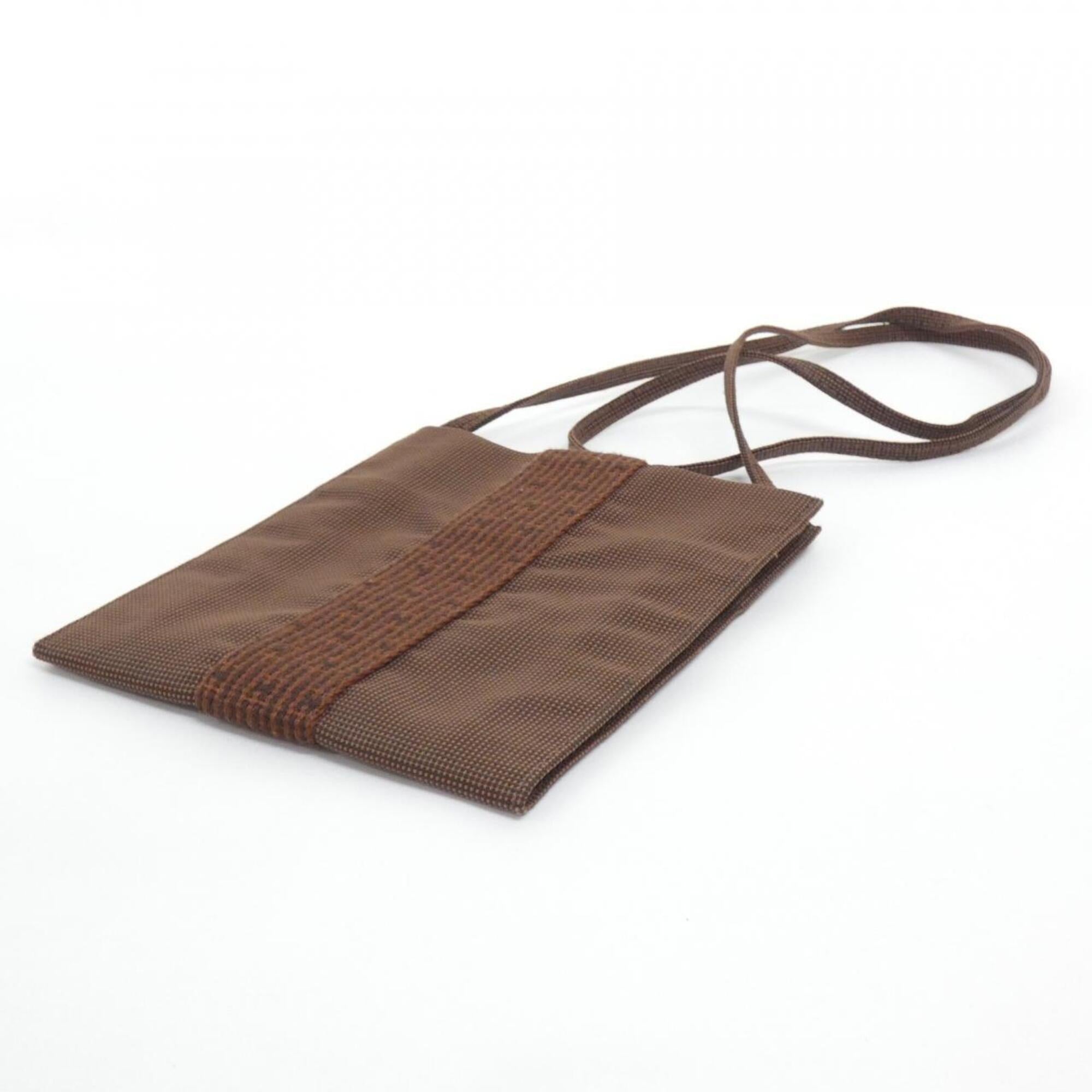 Hermes Brown Canvas Pochette Shoulder Bag (Pre-Owned)