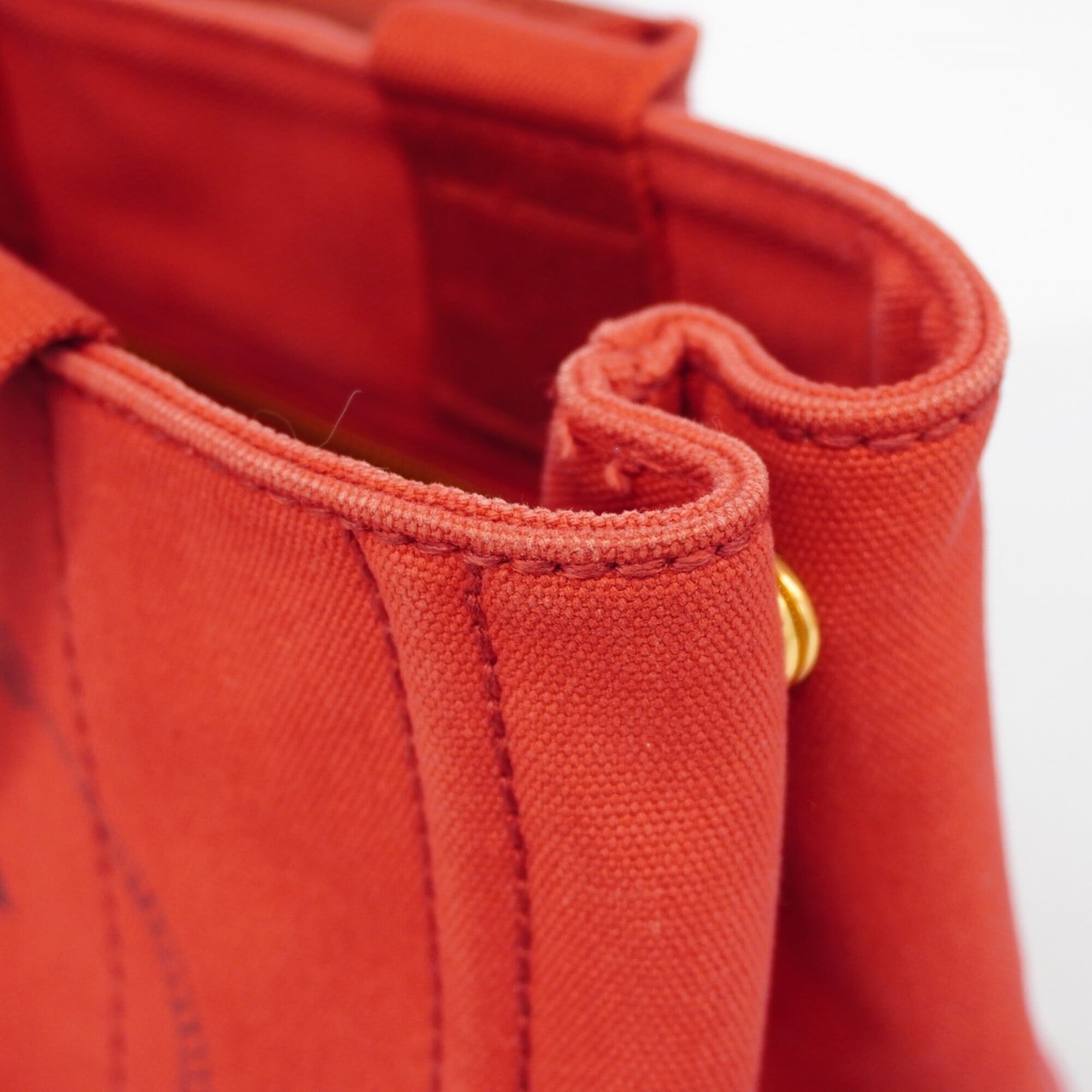 Prada Red Color Canvas Tote Bag (Pre-Owned)