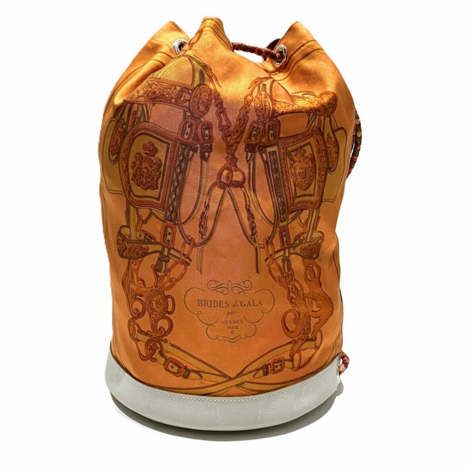 Hermes Orange Silk Leather Shoulder Bag (Pre-Owned)