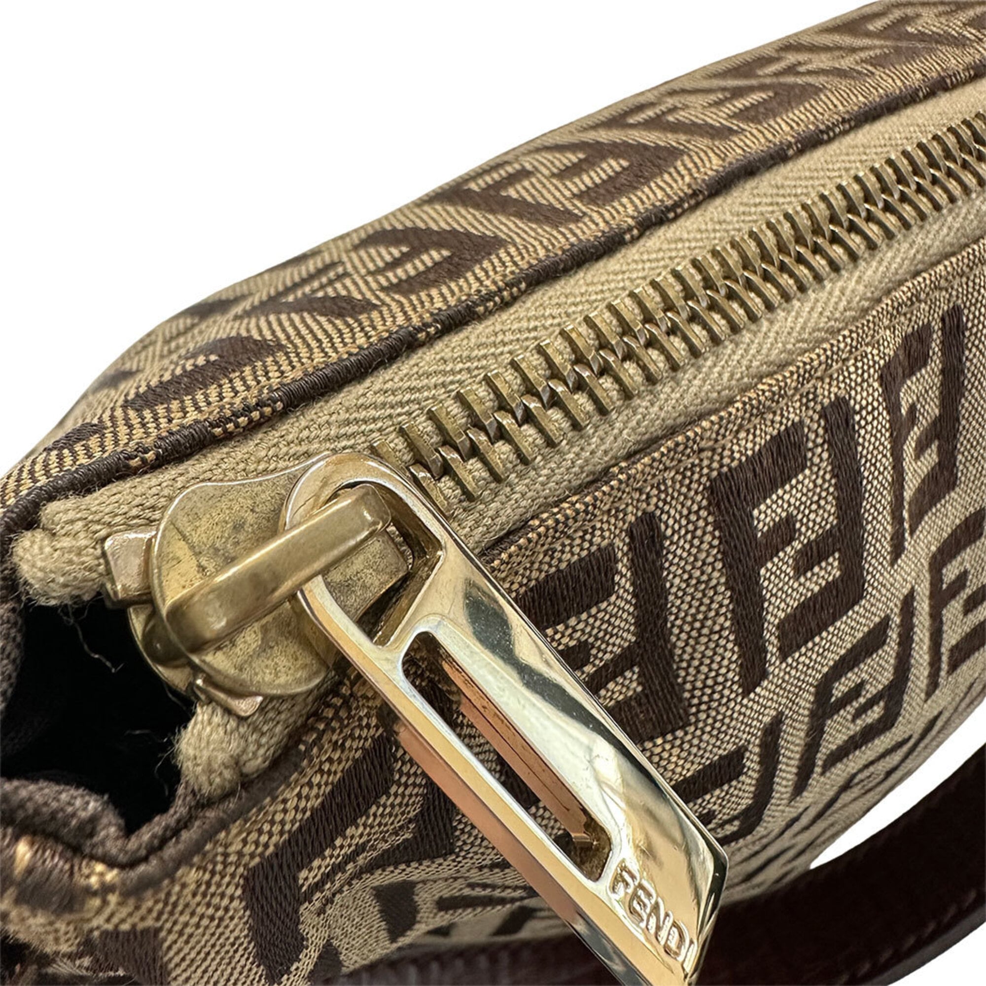 Fendi Zucchino Brown Canvas Handbag (Pre-Owned)