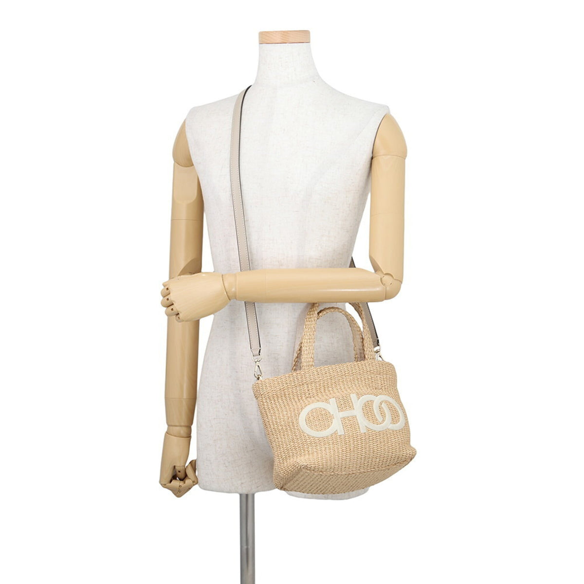 Jimmy Choo Beige Raffia Leather Handbag Shoulder Bag (Pre-Owned)