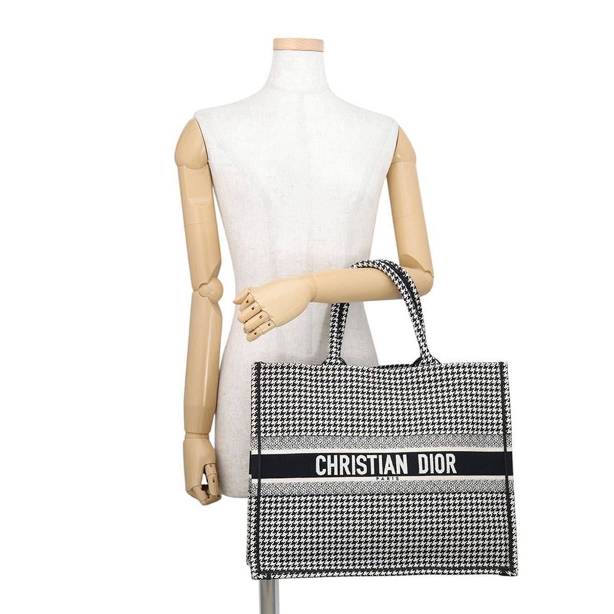Christian Dior Black White Canvas Handbag Tote Bag (Pre-Owned)