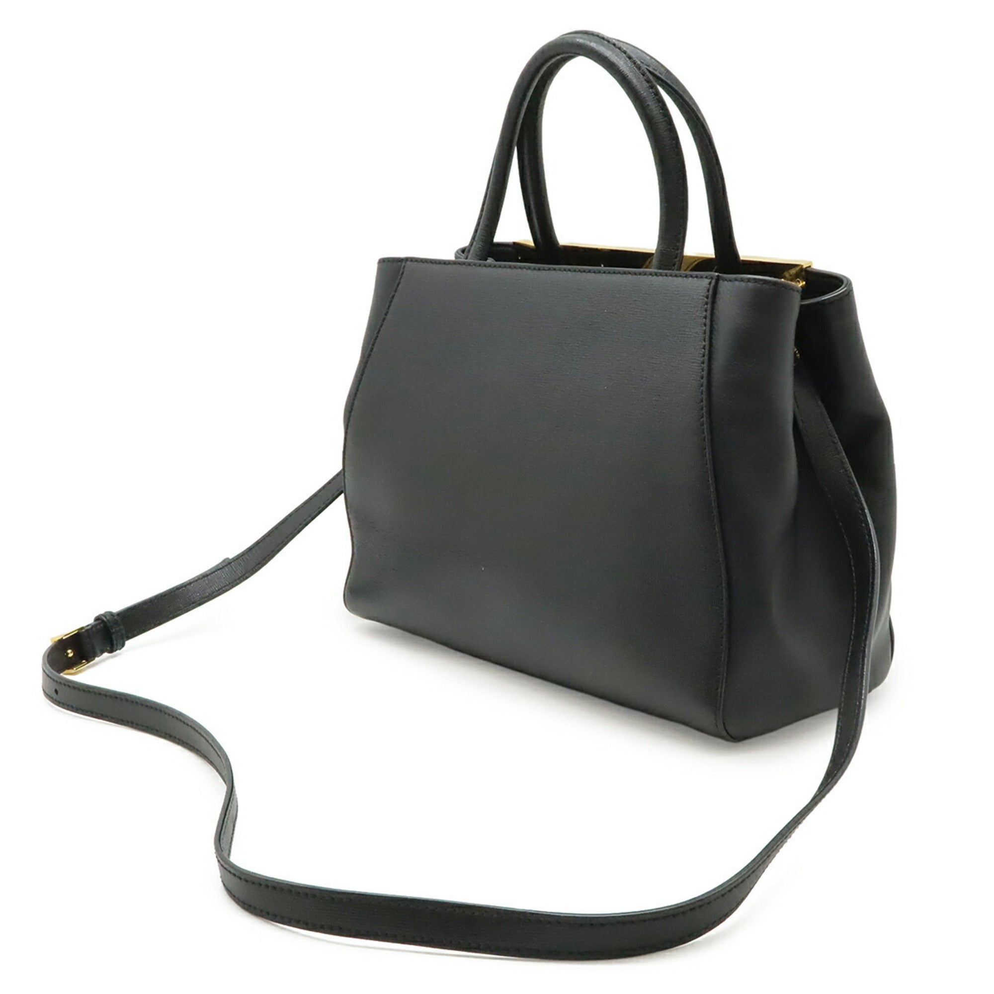 Fendi Black Leather Handbag Shoulder Bag Tote Bag (Pre-Owned)