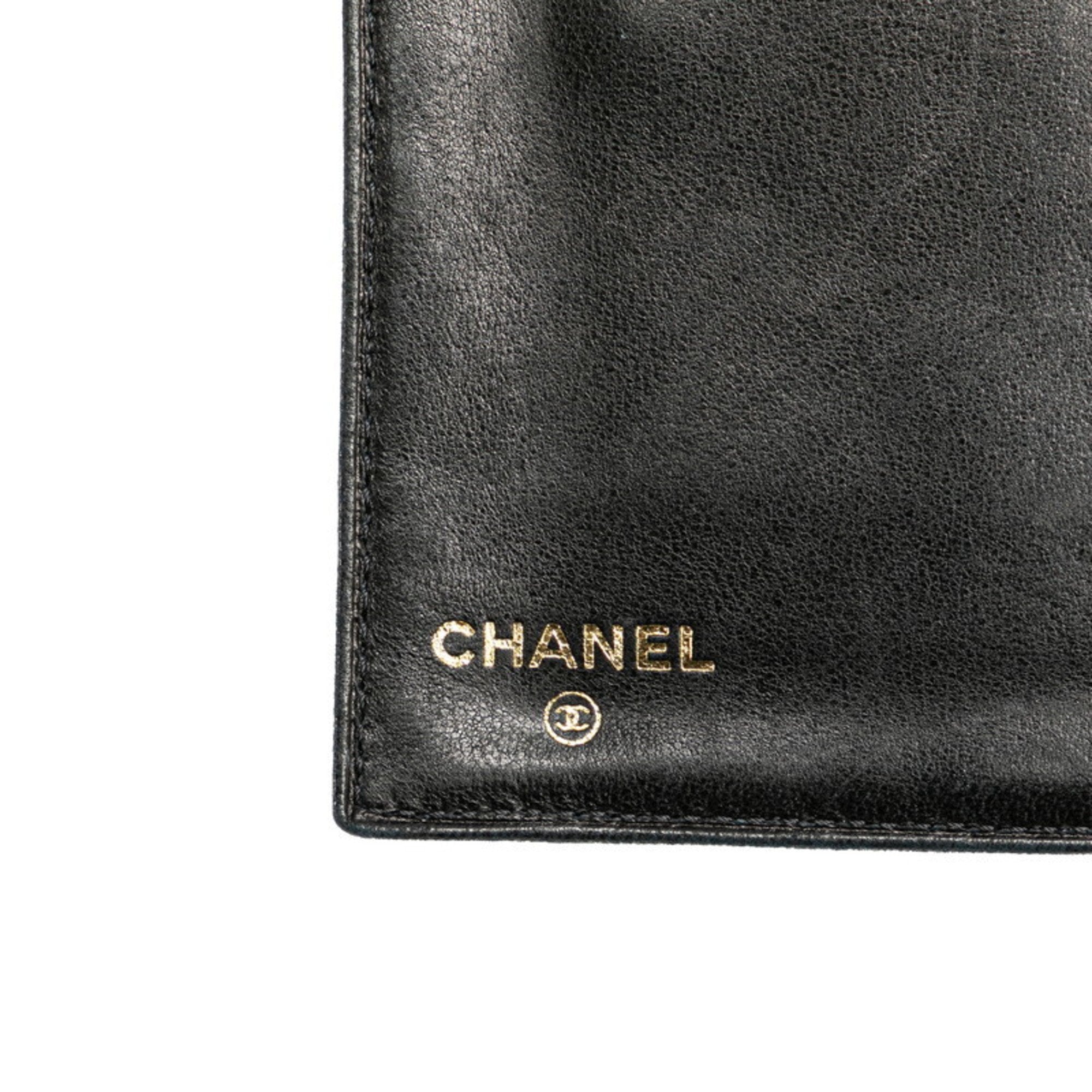 Chanel Black Grained Calfskin Wallet (Bi-Fold) (Pre-Owned)