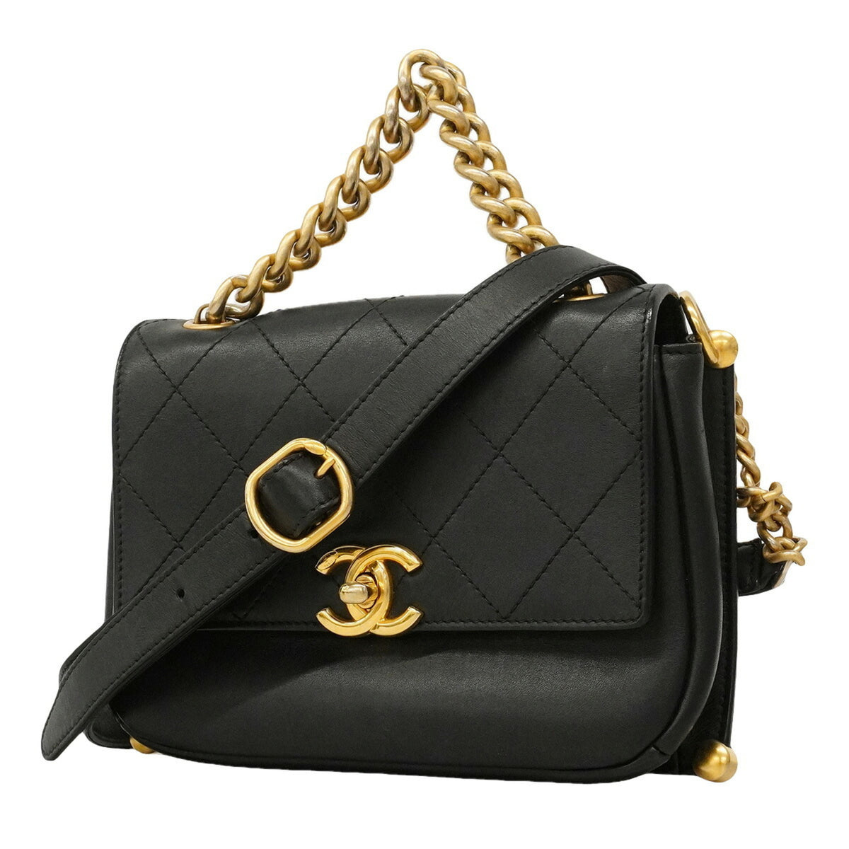 Chanel Black Leather Shoulder Bag (Pre-Owned)