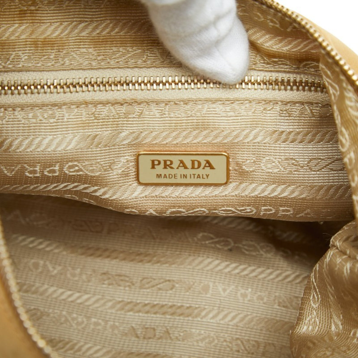 Prada Beige Nylon Leather Shoulder Bag (Pre-Owned)