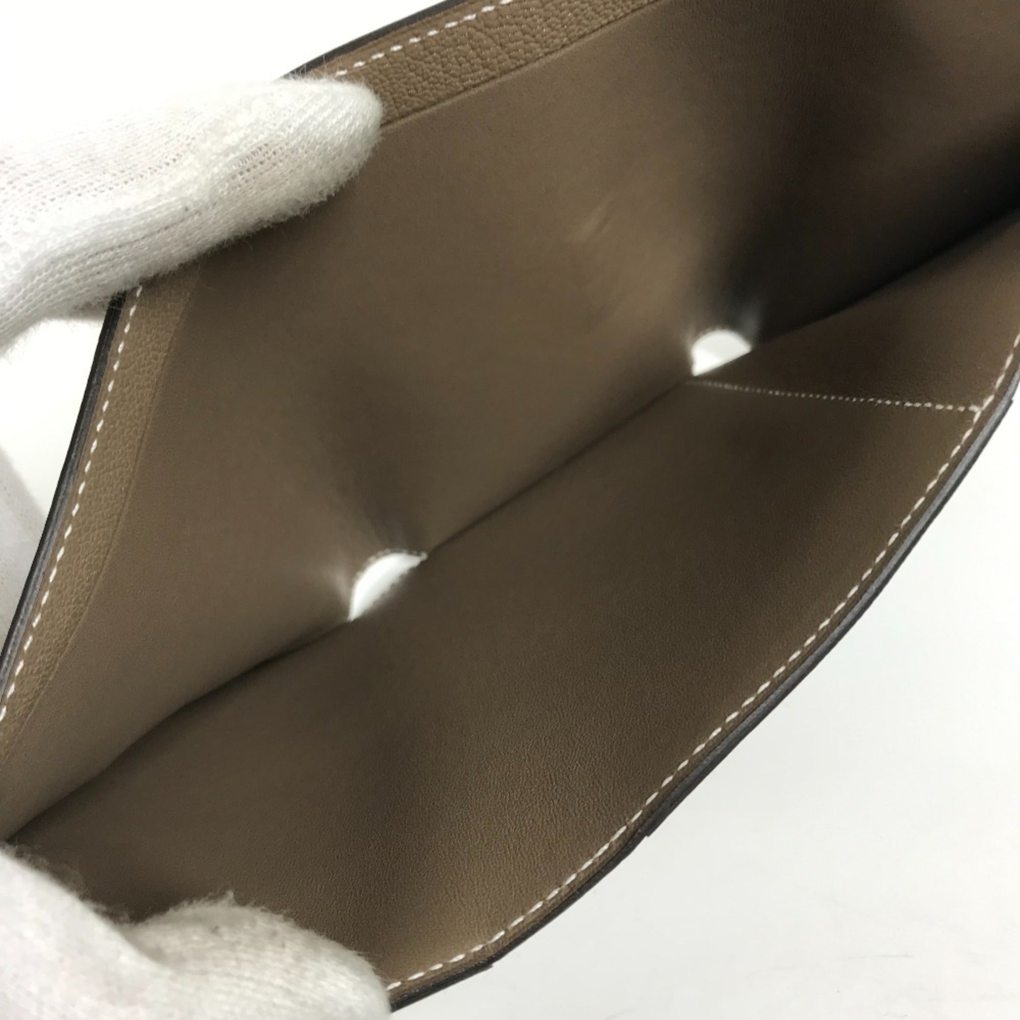 Hermes Etoupe Gray Chevre Leather Wallet (Tri-Fold) (Pre-Owned)