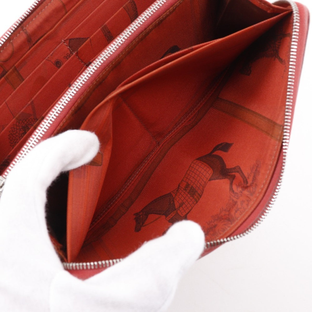 Hermes Red Color Epsom Leather Long Wallet (Bi-Fold) (Pre-Owned)