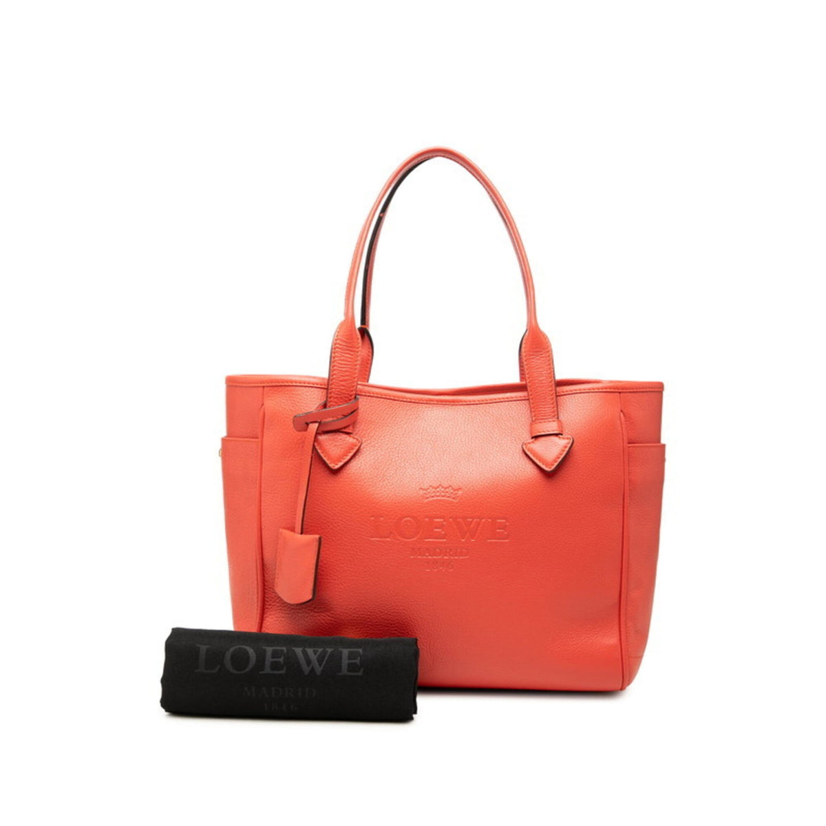 Loewe Red Color Leather Shoulder Bag Tote Bag (Pre-Owned)