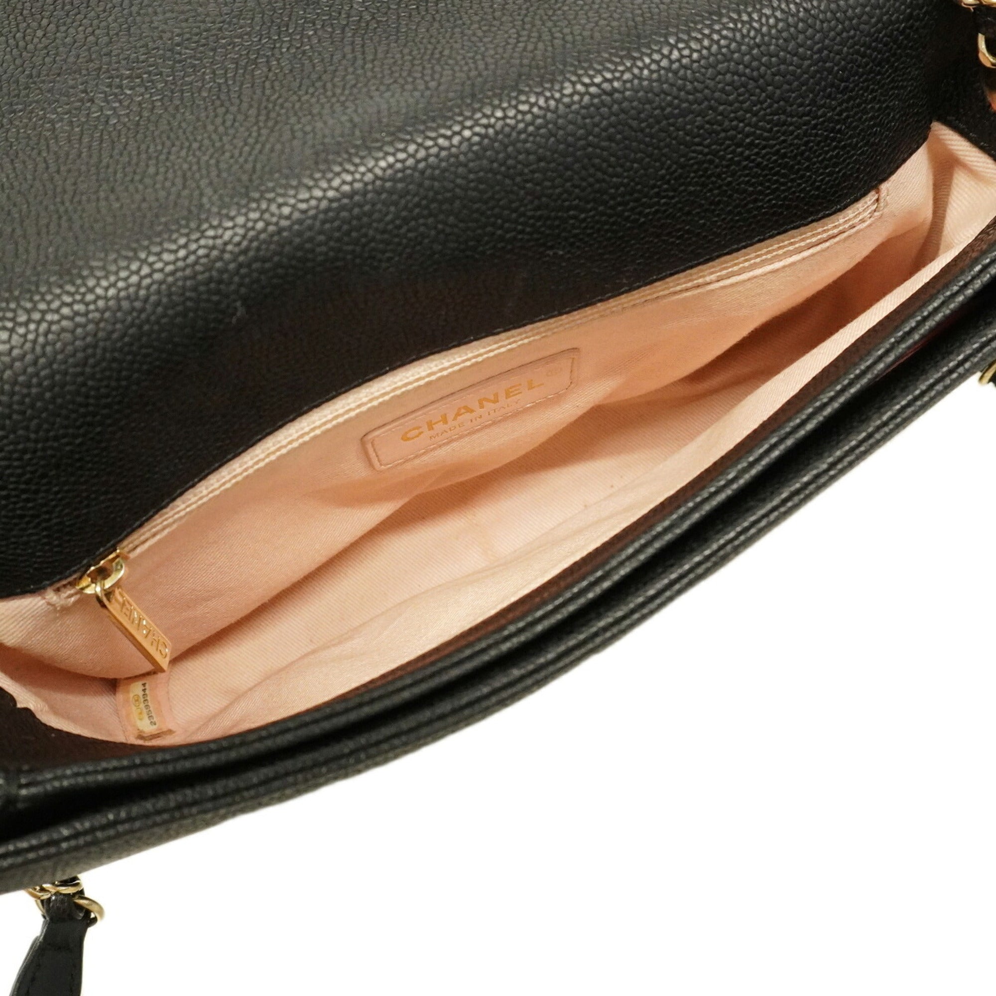 Chanel Black Grained Calfskin Handbag (Pre-Owned)
