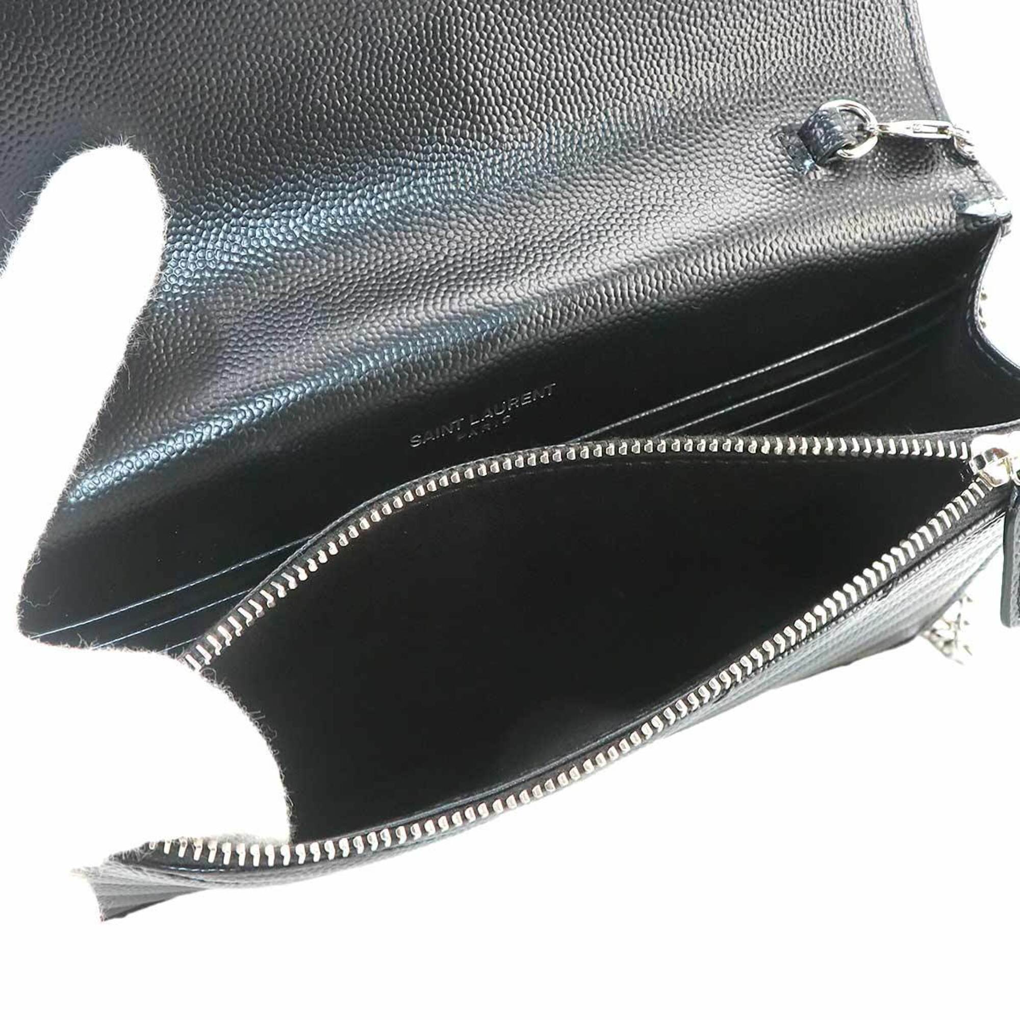 Saint Laurent Black Leather Chain/Shoulder Wallet (Pre-Owned)