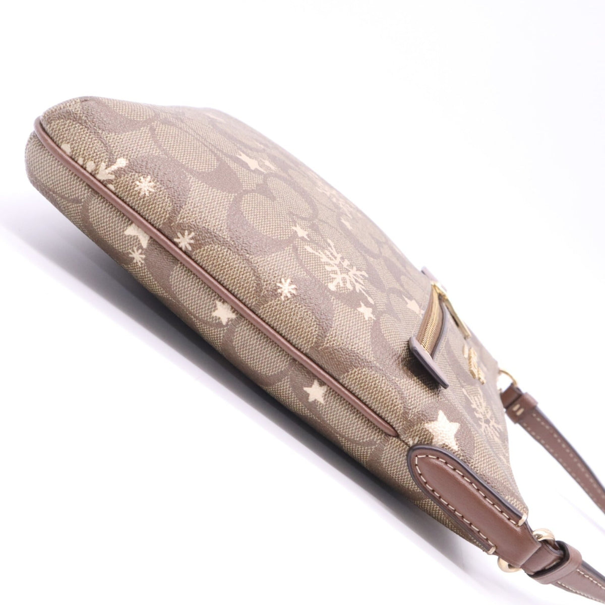 Coach Signature Beige Brown Signature Line Shoulder Bag (Pre-Owned)
