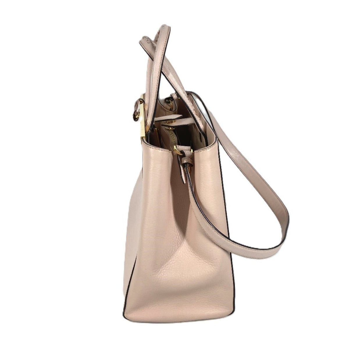Fendi Beige Leather Shoulder Bag Tote Bag (Pre-Owned)