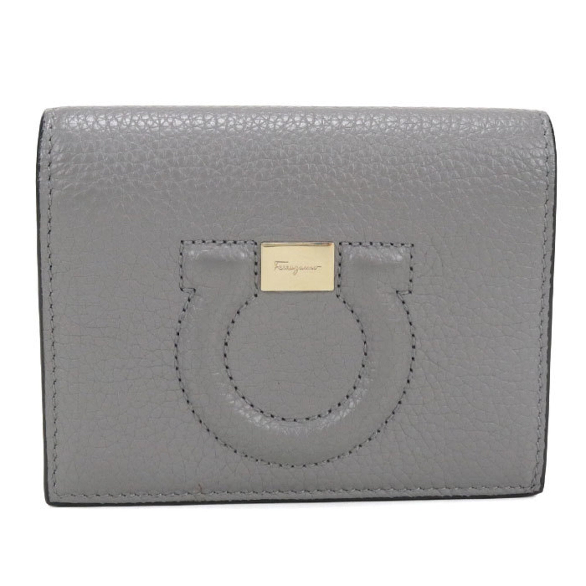 Salvatore Ferragamo Gray Leather Wallet (Bi-Fold) (Pre-Owned)