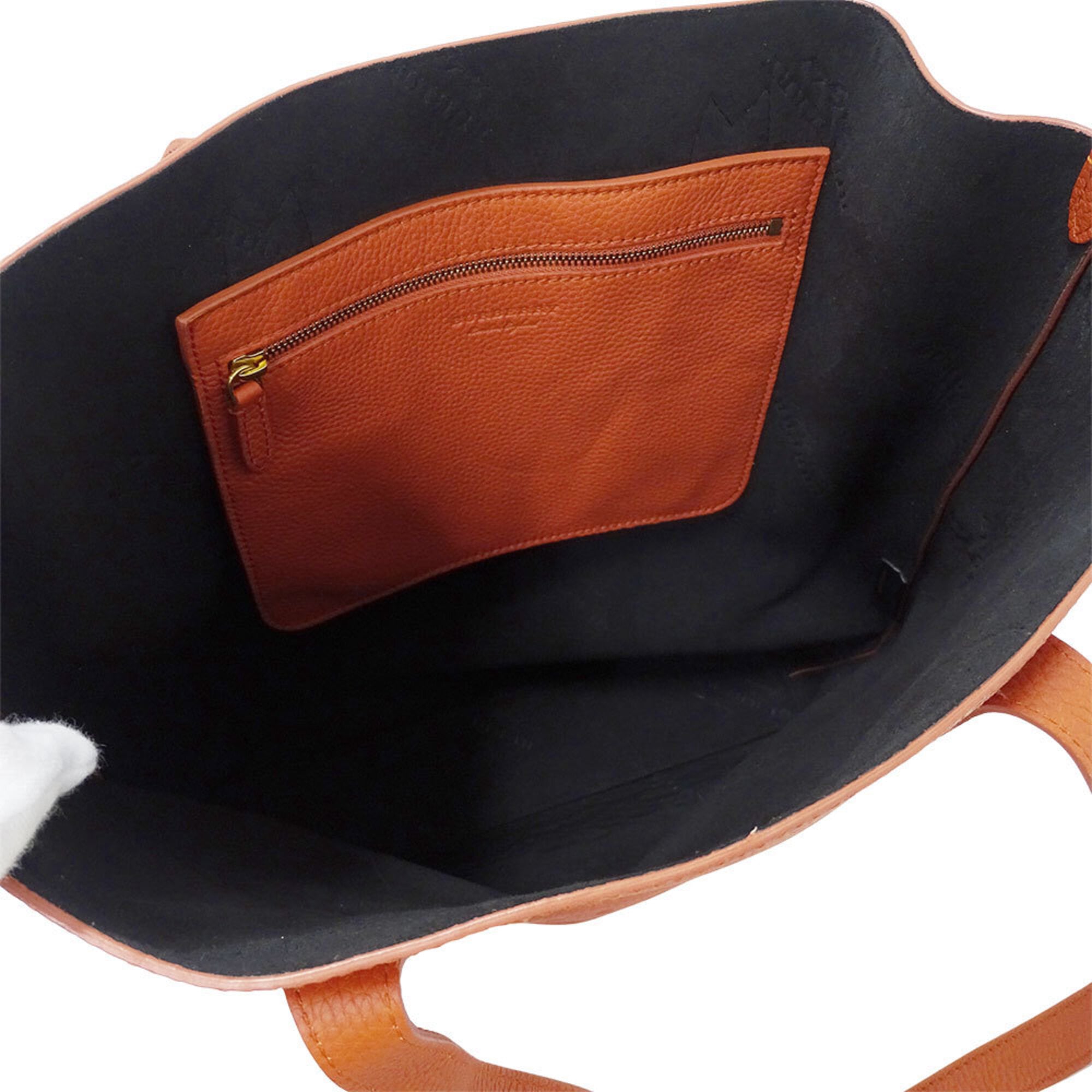 Burberry Orange Leather Handbag Tote Bag (Pre-Owned)