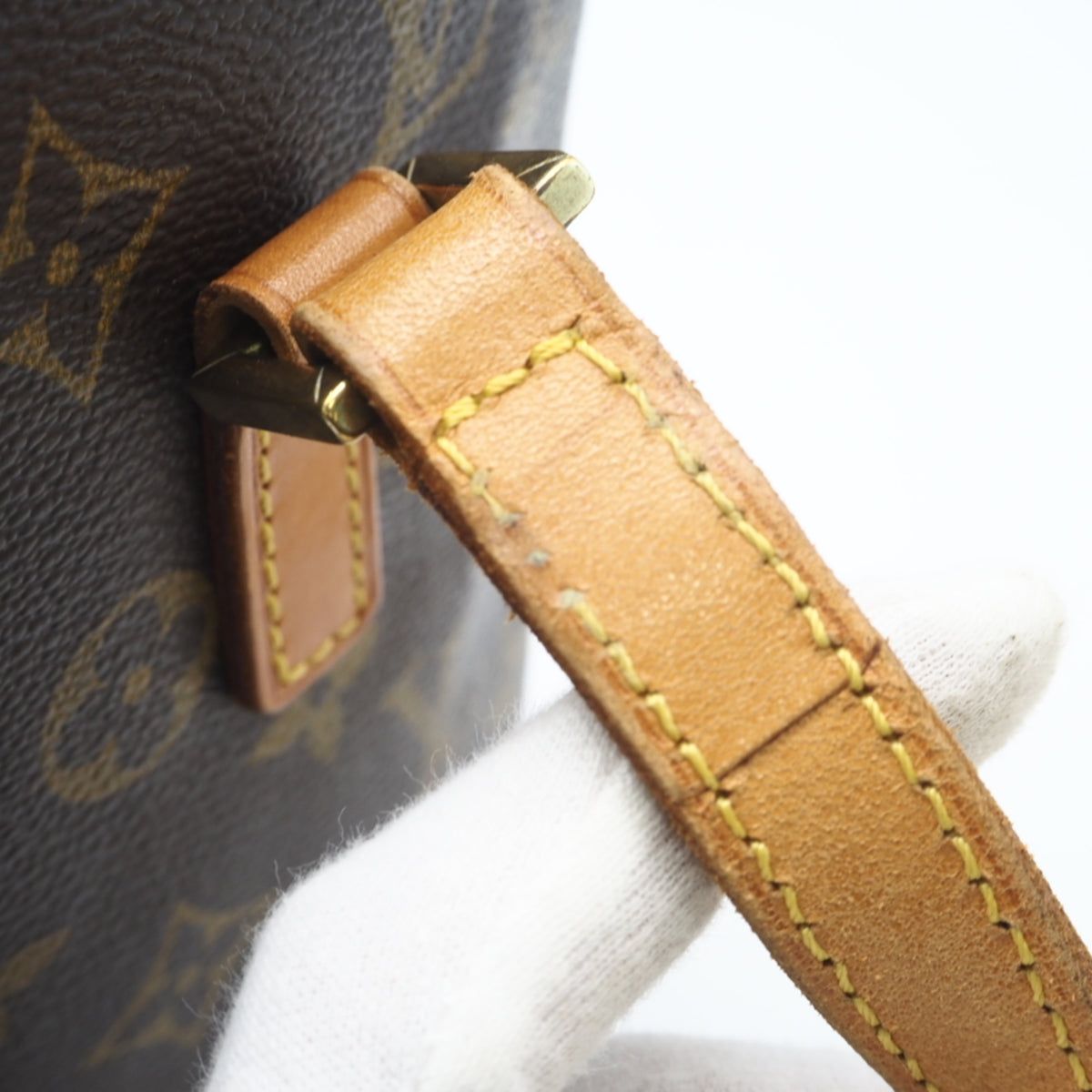 Louis Vuitton Monogram Beige Brown Coated Canvas Leather Handbag (Pre-Owned)