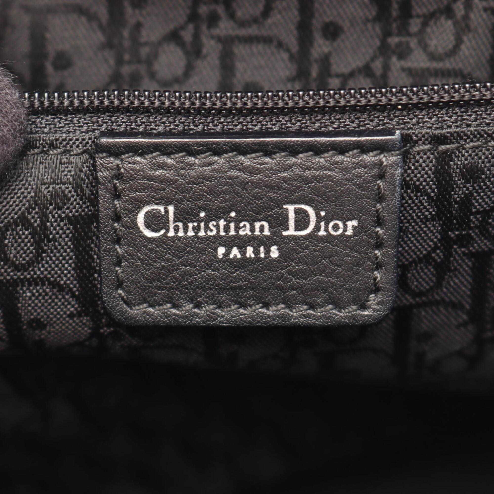Christian Dior Black Leather Handbag Tote Bag (Pre-Owned)