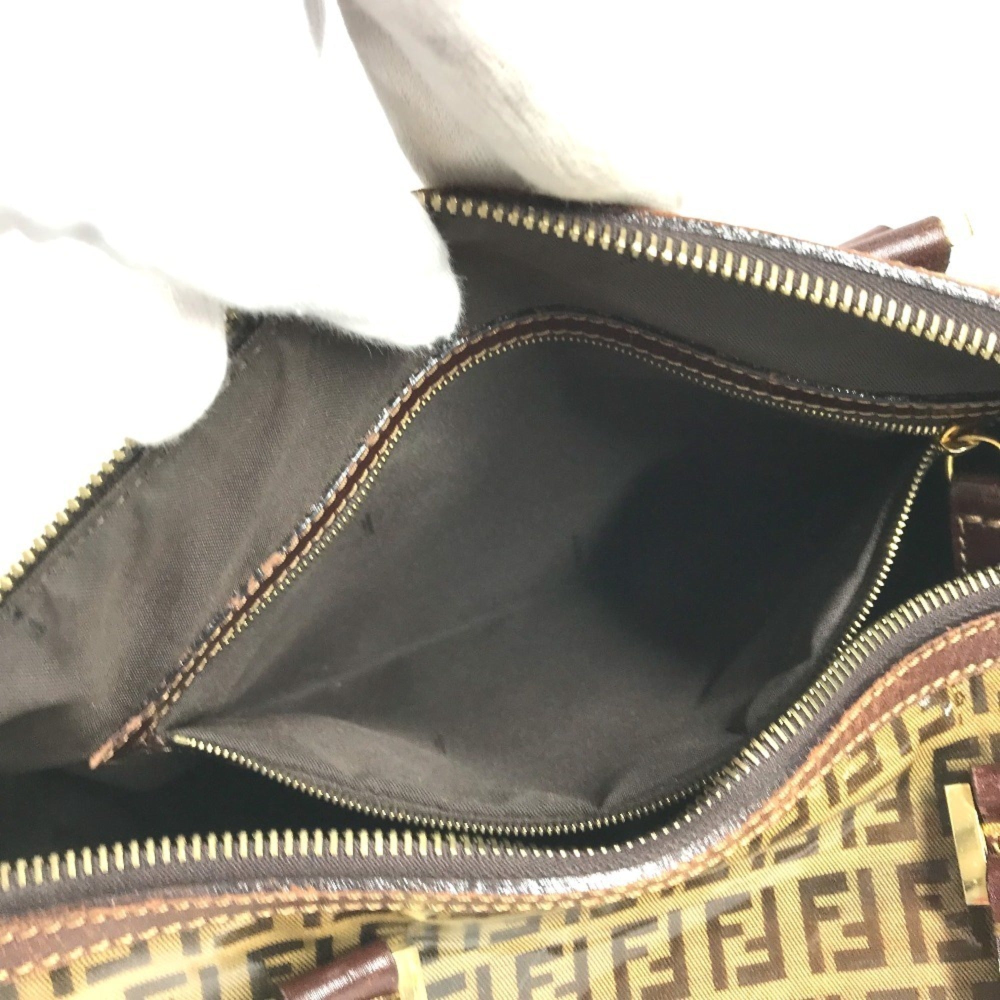 Fendi Brown Zucca Boston Bag Handbag (Pre-Owned)
