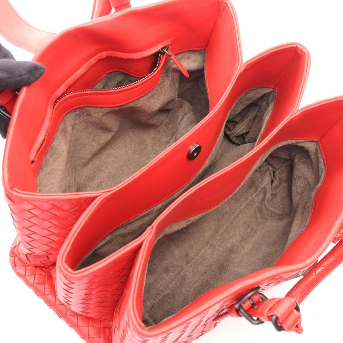 Bottega Veneta Red Color Intrecciato Handbag (Pre-Owned)