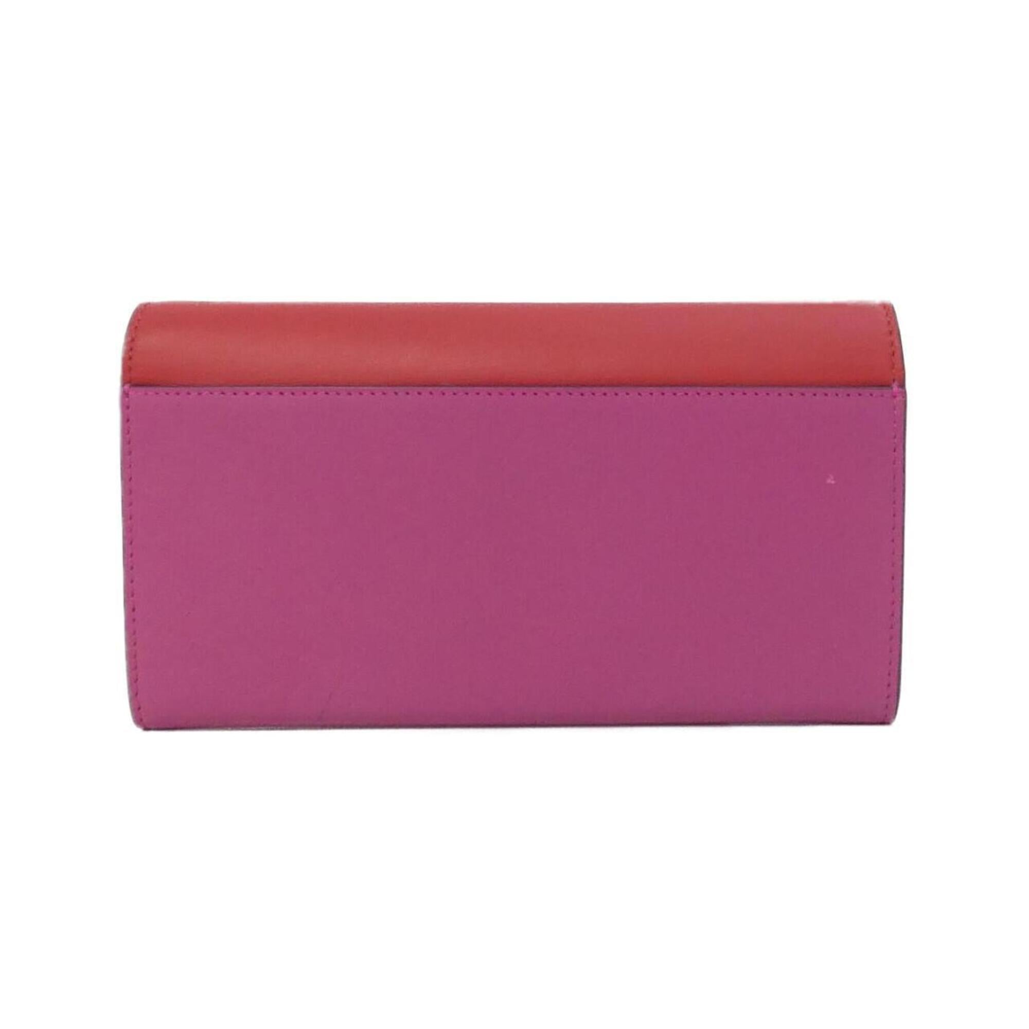Gucci Pink Red Color Leather Long Wallet (Bi-Fold) (Pre-Owned)