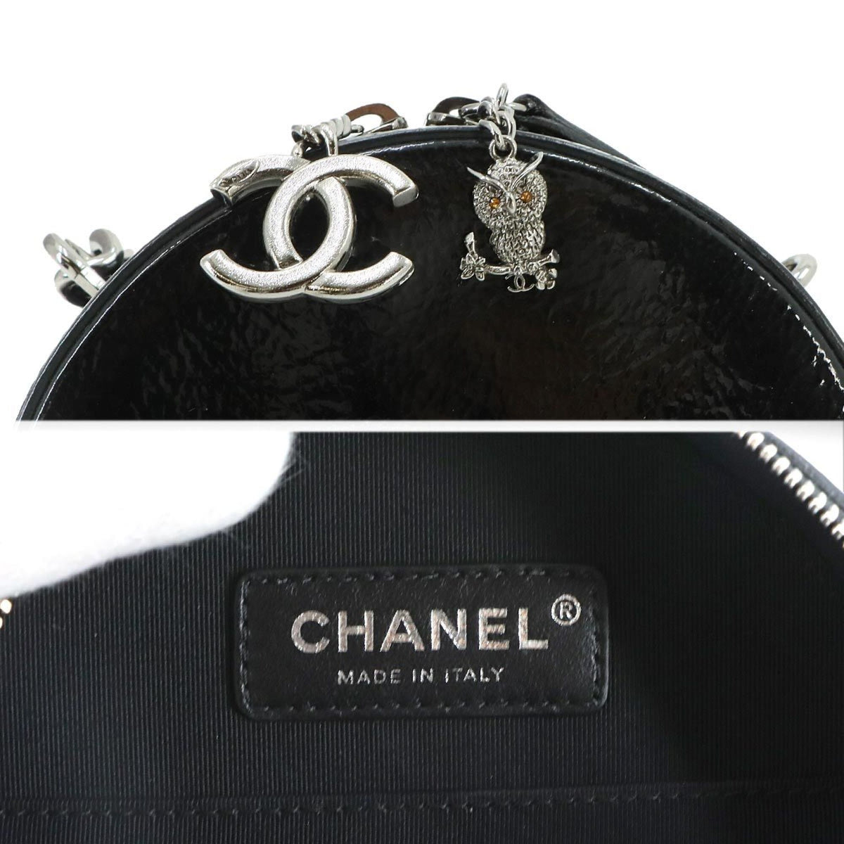 Chanel Black Patent Leather Handbag Shoulder Bag (Pre-Owned)