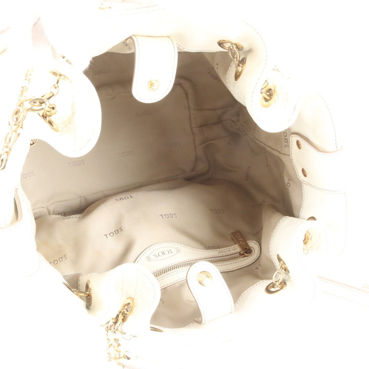 Tod's White Leather Handbag Shoulder Bag Tote Bag (Pre-Owned)