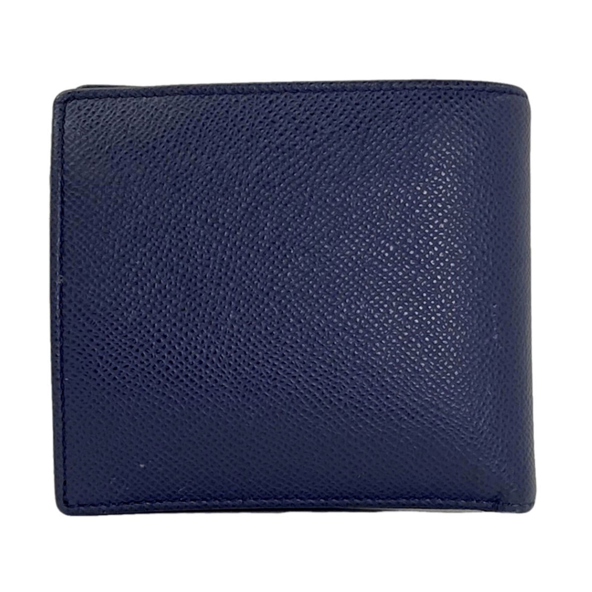 Bvlgari Navy Leather Wallet (Bi-Fold) (Pre-Owned)