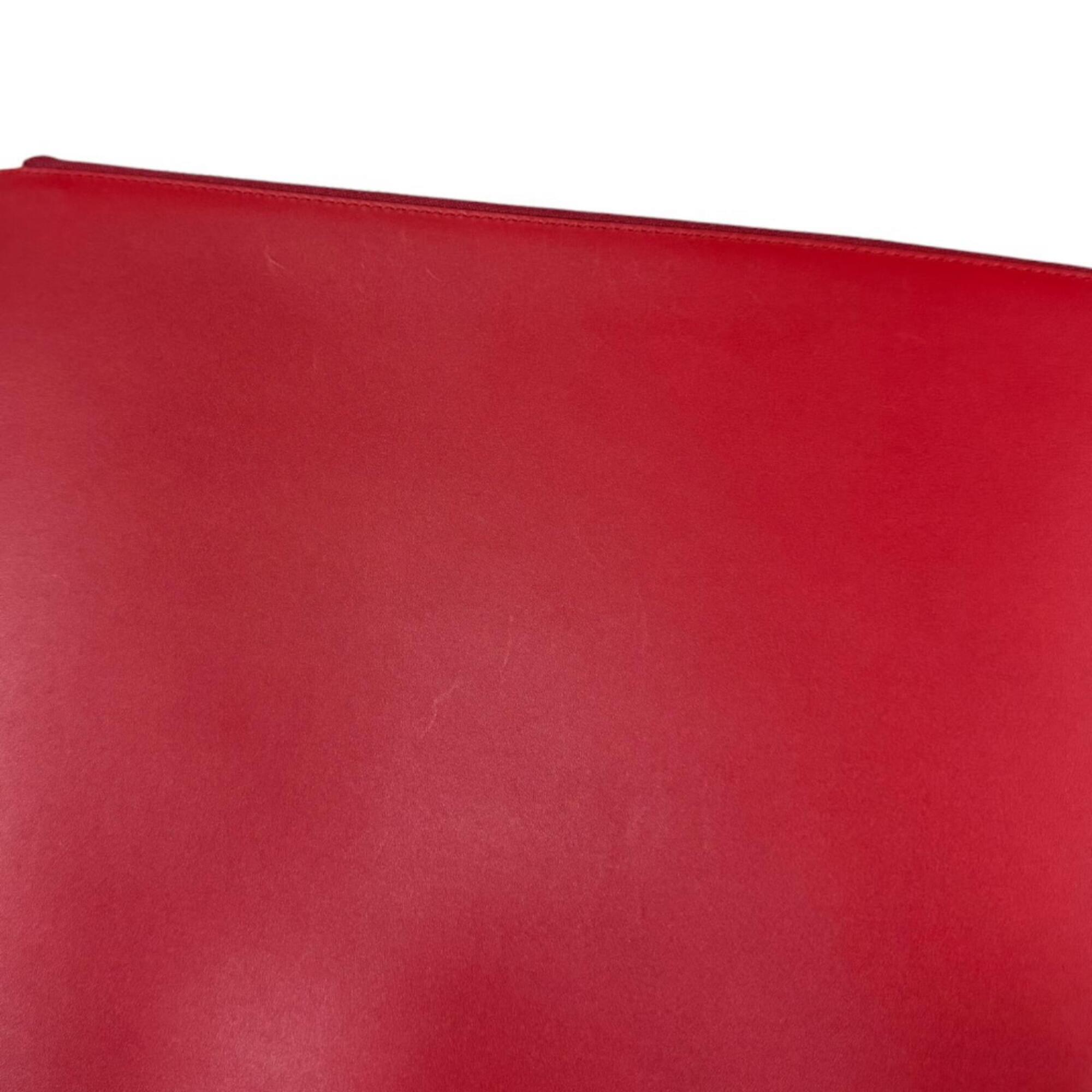 Gucci Daily Red Color Leather Clutch Bag Handbag (Pre-Owned)