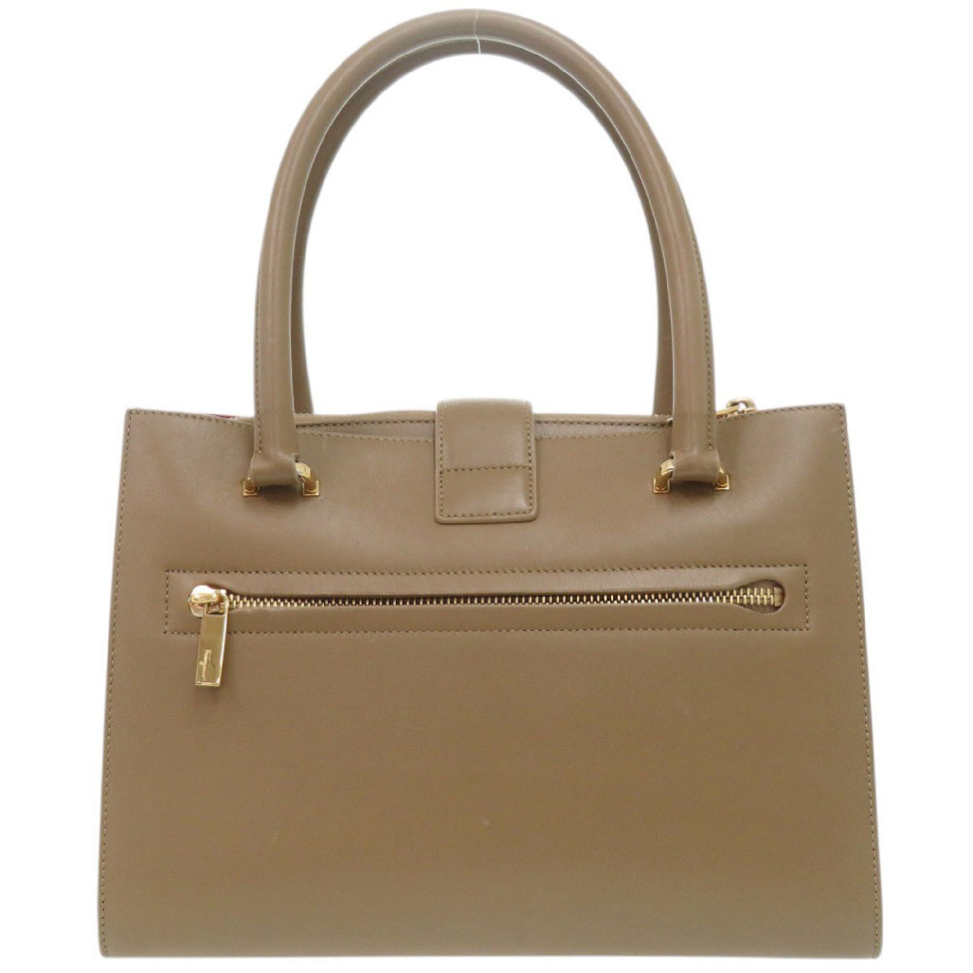 Salvatore Ferragamo Brown Red Color Leather Handbag (Pre-Owned)