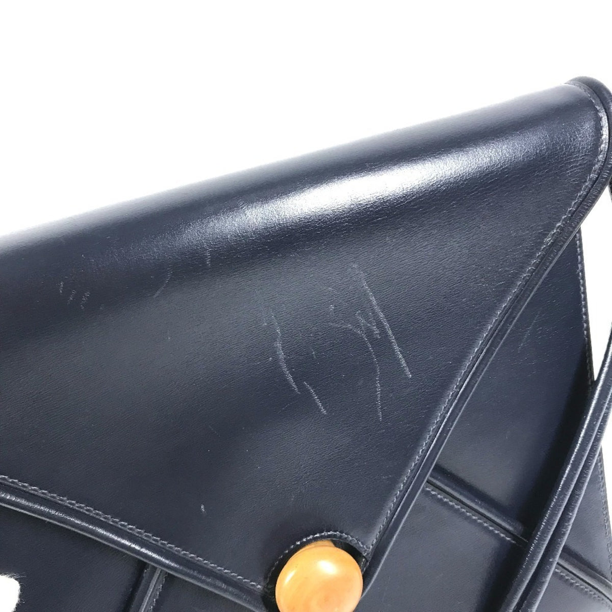 Hermes Navy Leather Shoulder Bag Tote Bag (Pre-Owned)