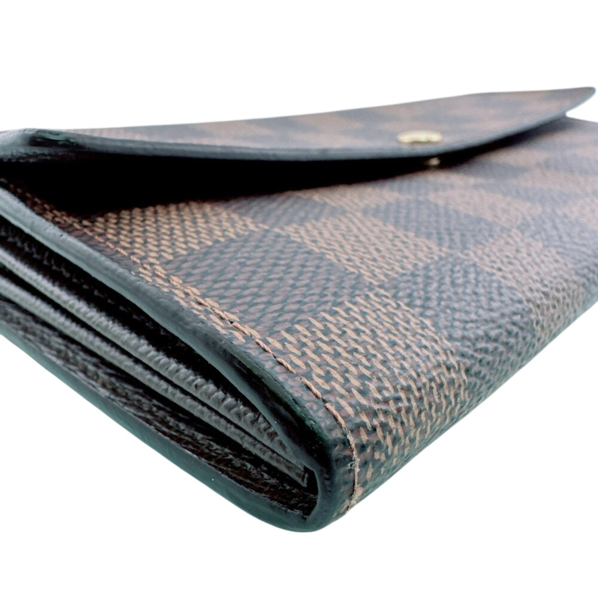 Louis Vuitton Brown Leather Long Wallet (Tri-Fold) (Pre-Owned)