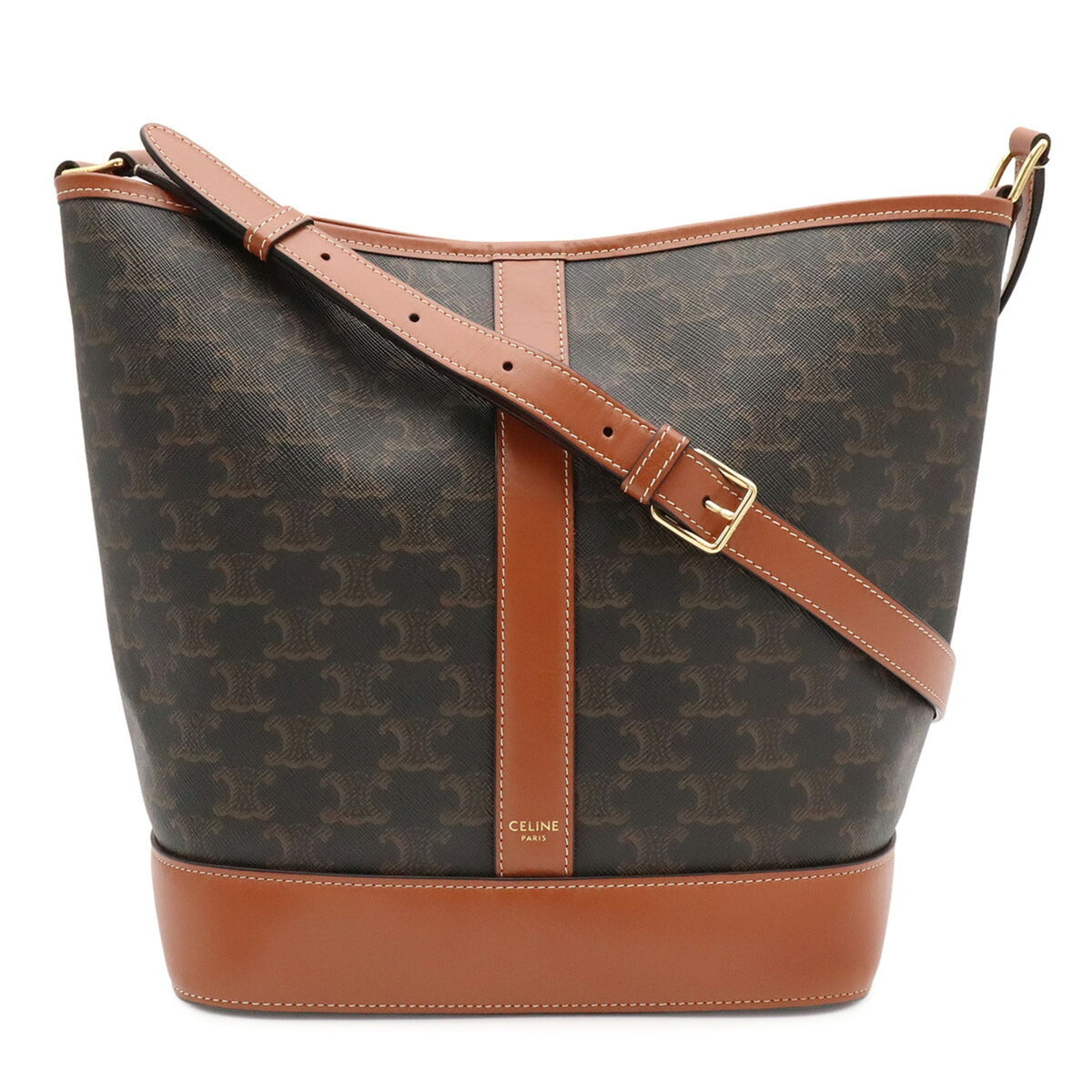 Celine Brown Canvas Shoulder Bag (Pre-Owned)