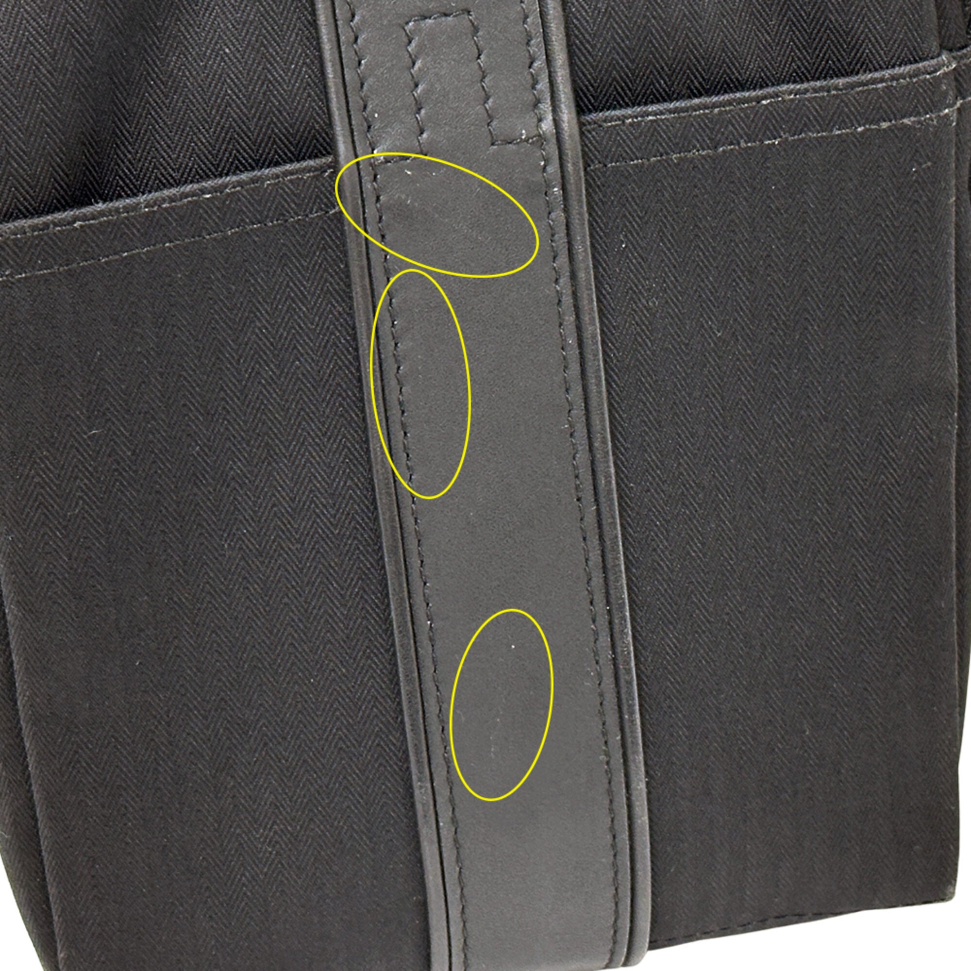 Hermes Black Toile Chevron Handbag Shoulder Bag (Pre-Owned)