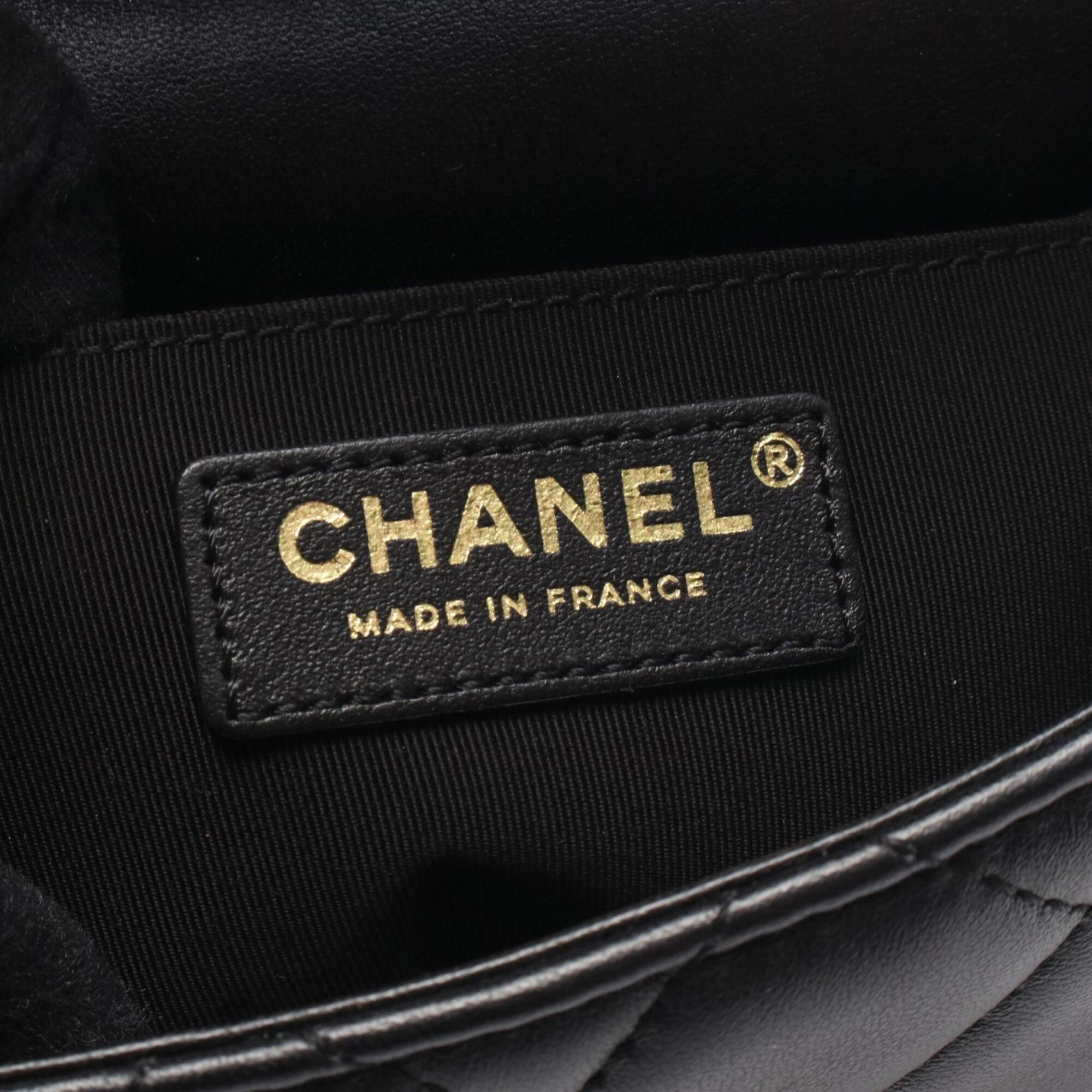 Chanel Matelasse Black Leather Handbag Shoulder Bag (Pre-Owned)