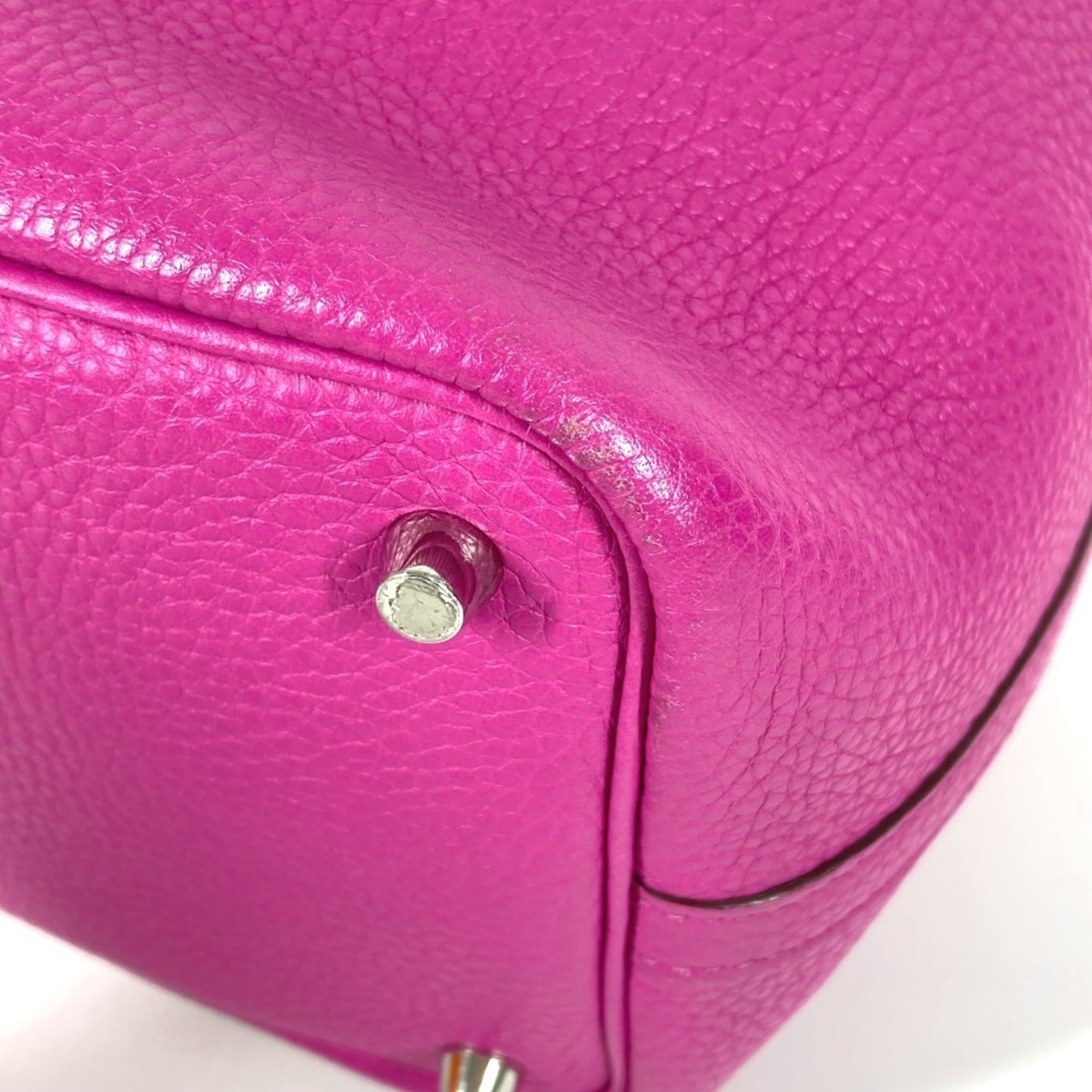 Hermes Pink Taurillon Clemence Leather Handbag Tote Bag (Pre-Owned)