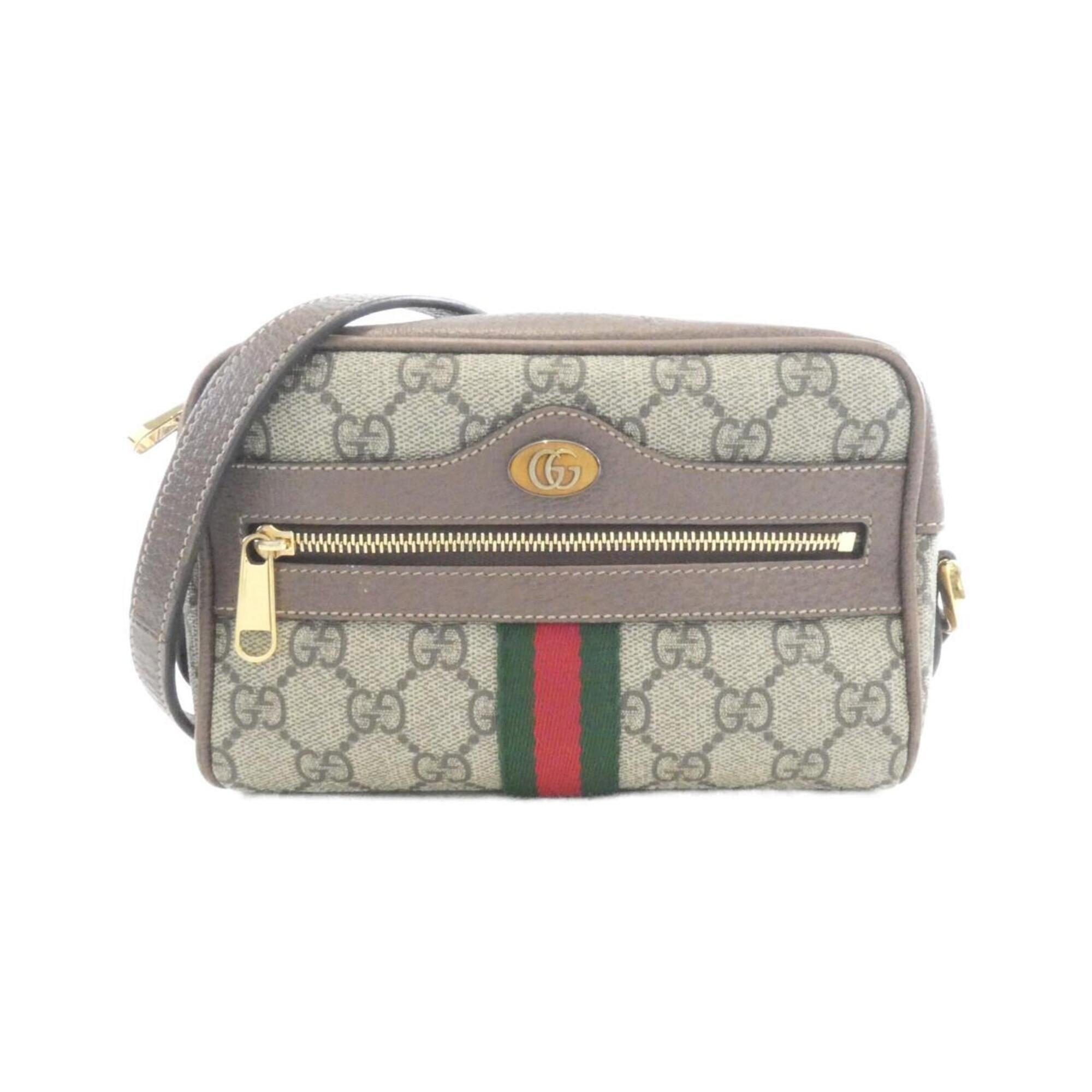 Gucci Ophidia Beige Brown Gg Supreme Leather Shoulder Bag (Pre-Owned)