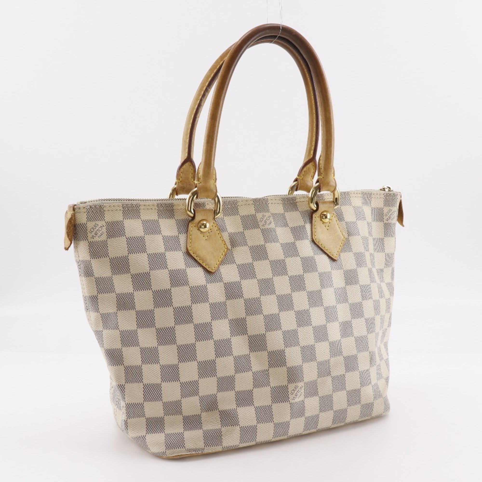 Louis Vuitton White Damier Azur Canvas Handbag (Pre-Owned)