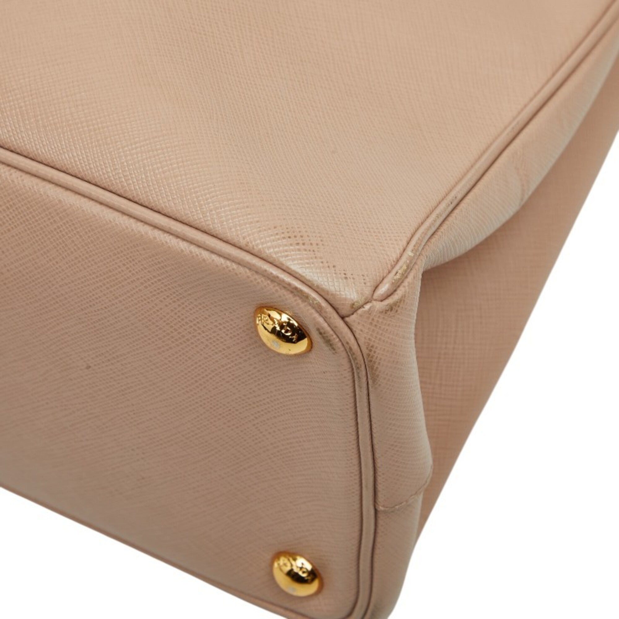 Prada Beige Saffiano Triangle Leather Handbag Shoulder Bag (Pre-Owned)