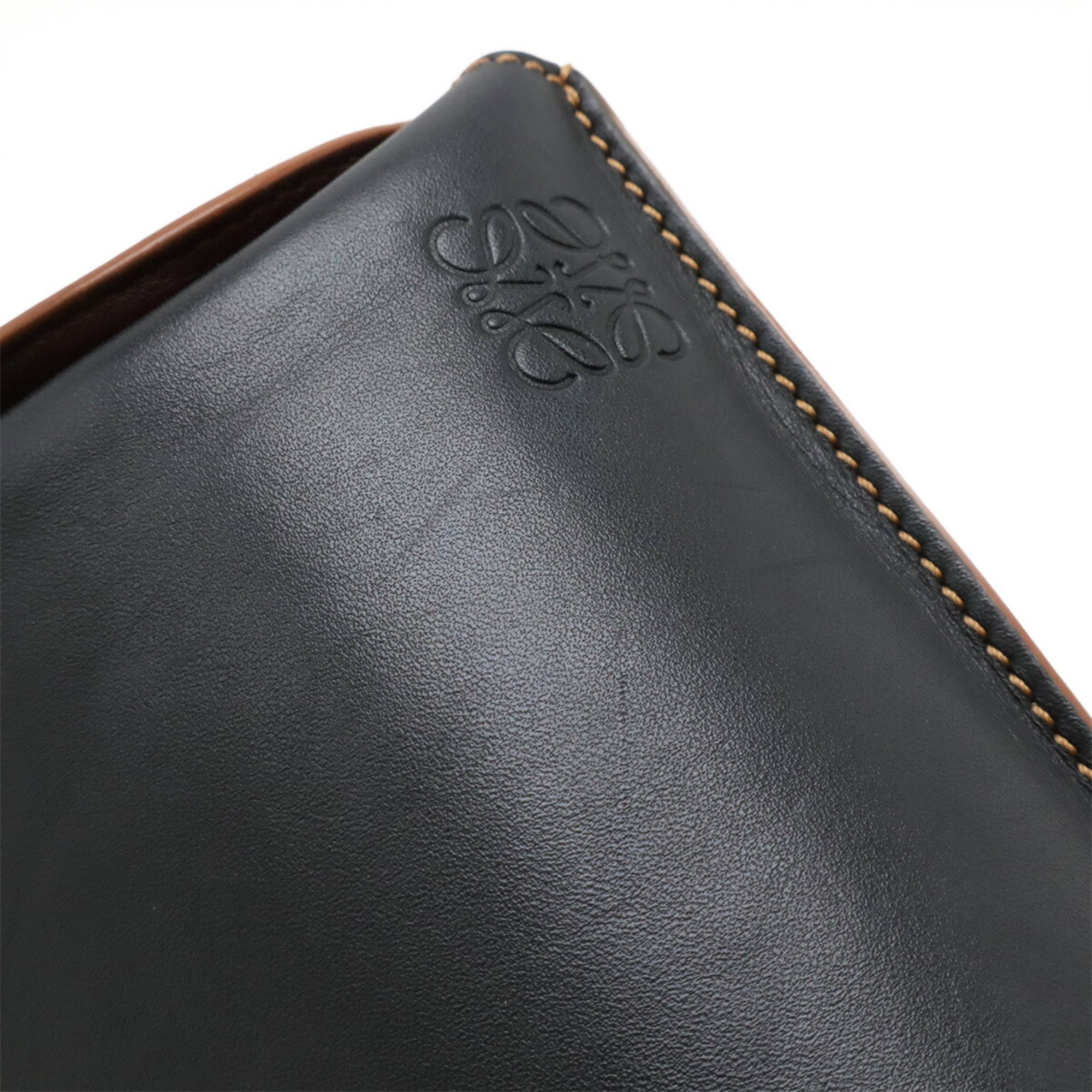 Loewe Black Brown Leather Pochette Pouch Shoulder Bag (Pre-Owned)