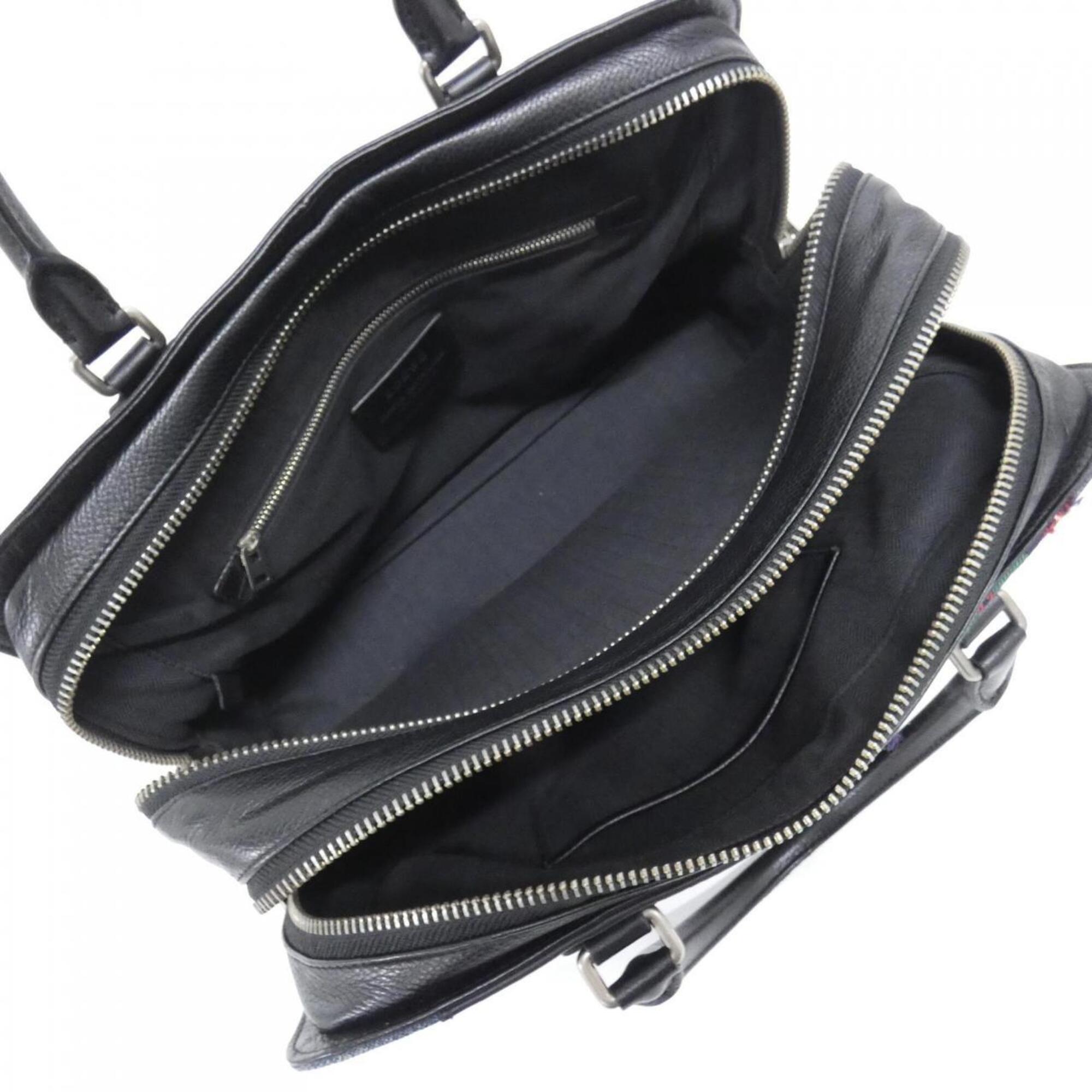 Loewe Black Multi-Color Cotton Leather Handbag (Pre-Owned)