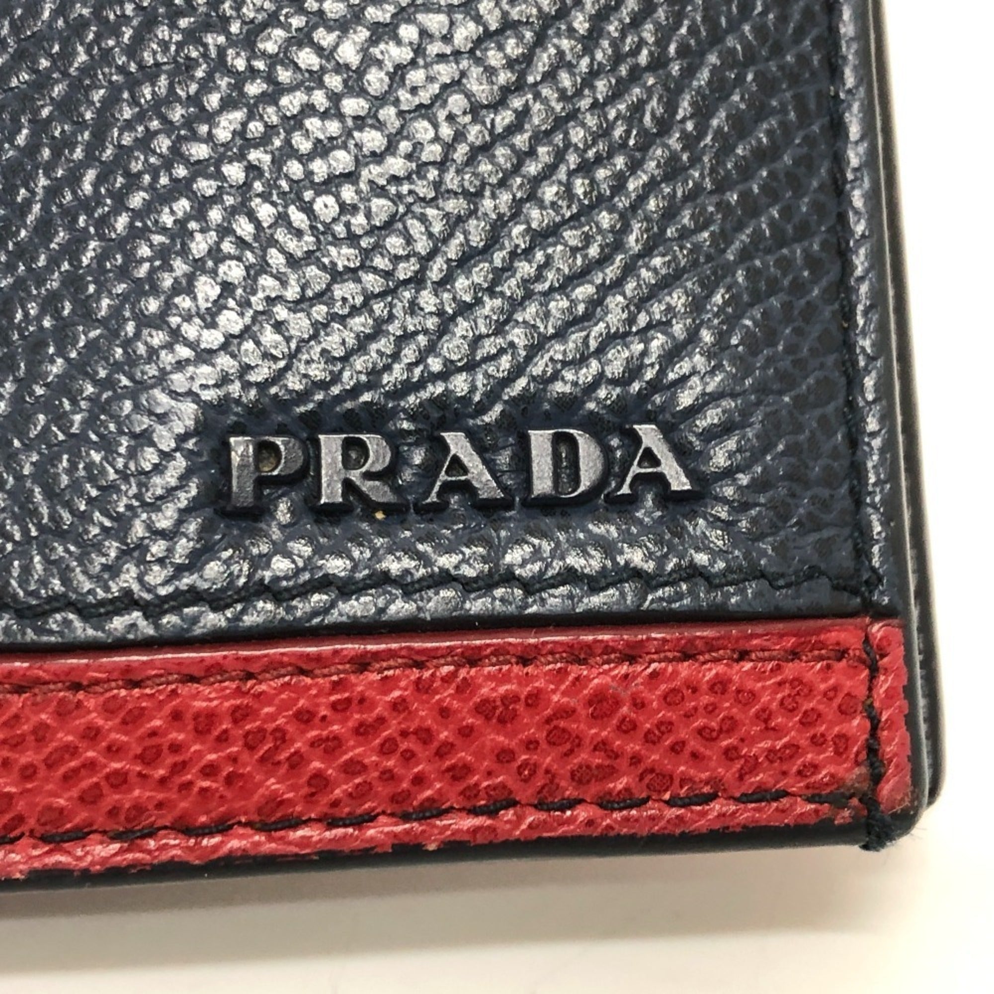 Prada Blue Leather Long Wallet (Bi-Fold) (Pre-Owned)