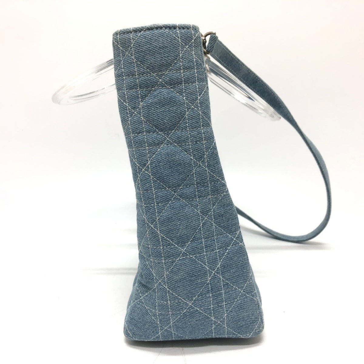 Christian Dior Lady Dior Blue Canvas Handbag Shoulder Bag (Pre-Owned)