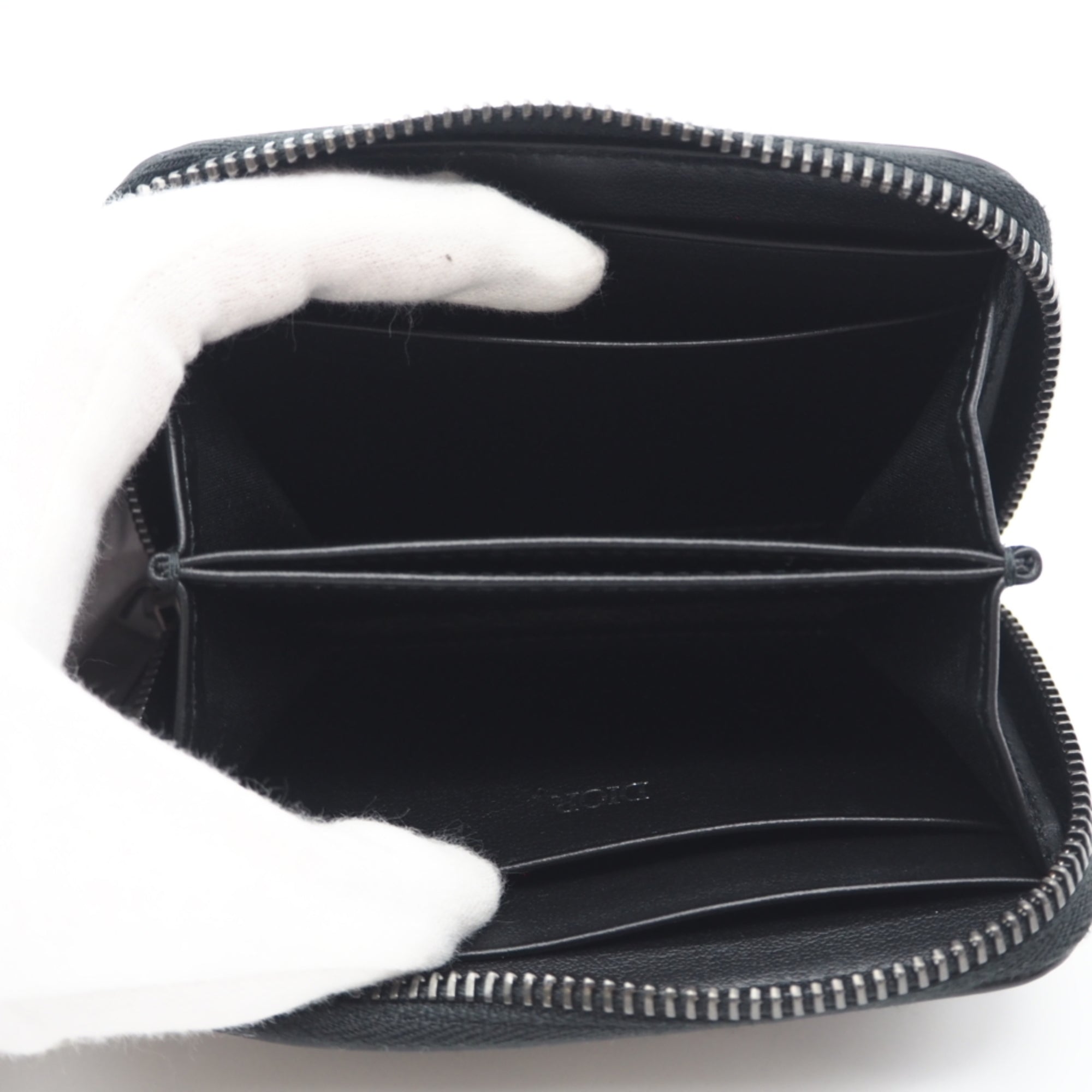 Christian Dior Black Gray Coated Canvas Leather Coin Purse/Coin Case (Pre-Owned)
