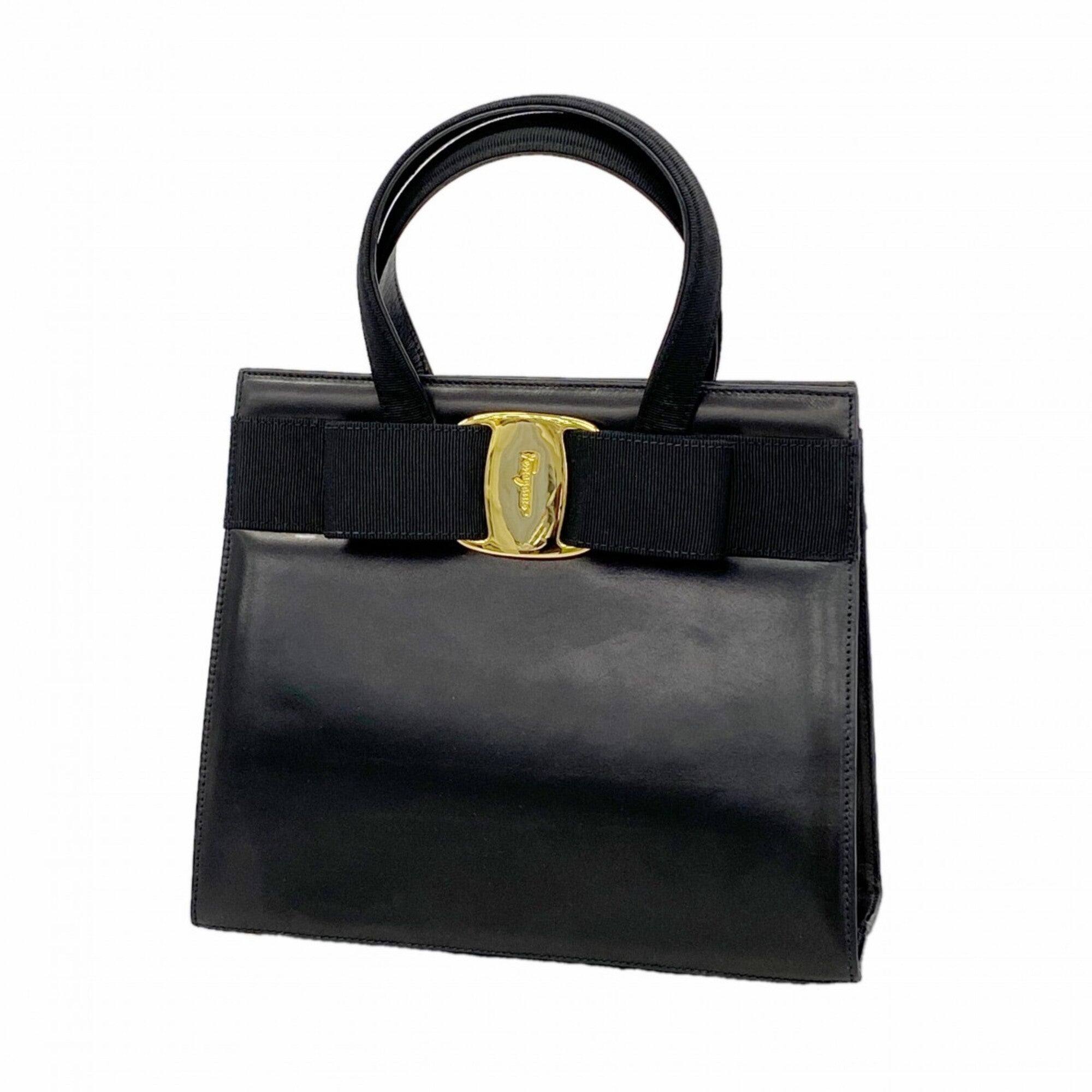 Salvatore Ferragamo Black Leather Handbag (Pre-Owned)