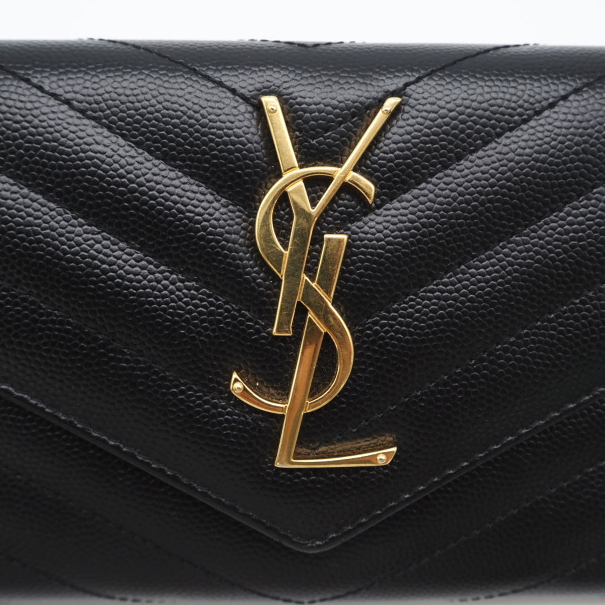 Yves Saint Laurent Black Leather Long Wallet (Bi-Fold) (Pre-Owned)