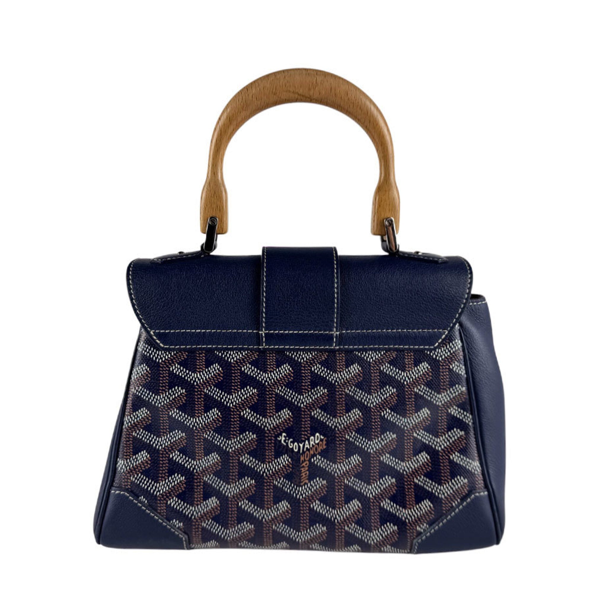 Goyard Navy Coated Canvas Leather Handbag Shoulder Bag (Pre-Owned)